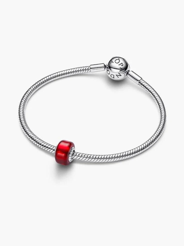 PANDORA Moments 794425C00 czerwony wisiorek ze szkła Murano ze srebra wysokiej próby, kompatybilny Moments