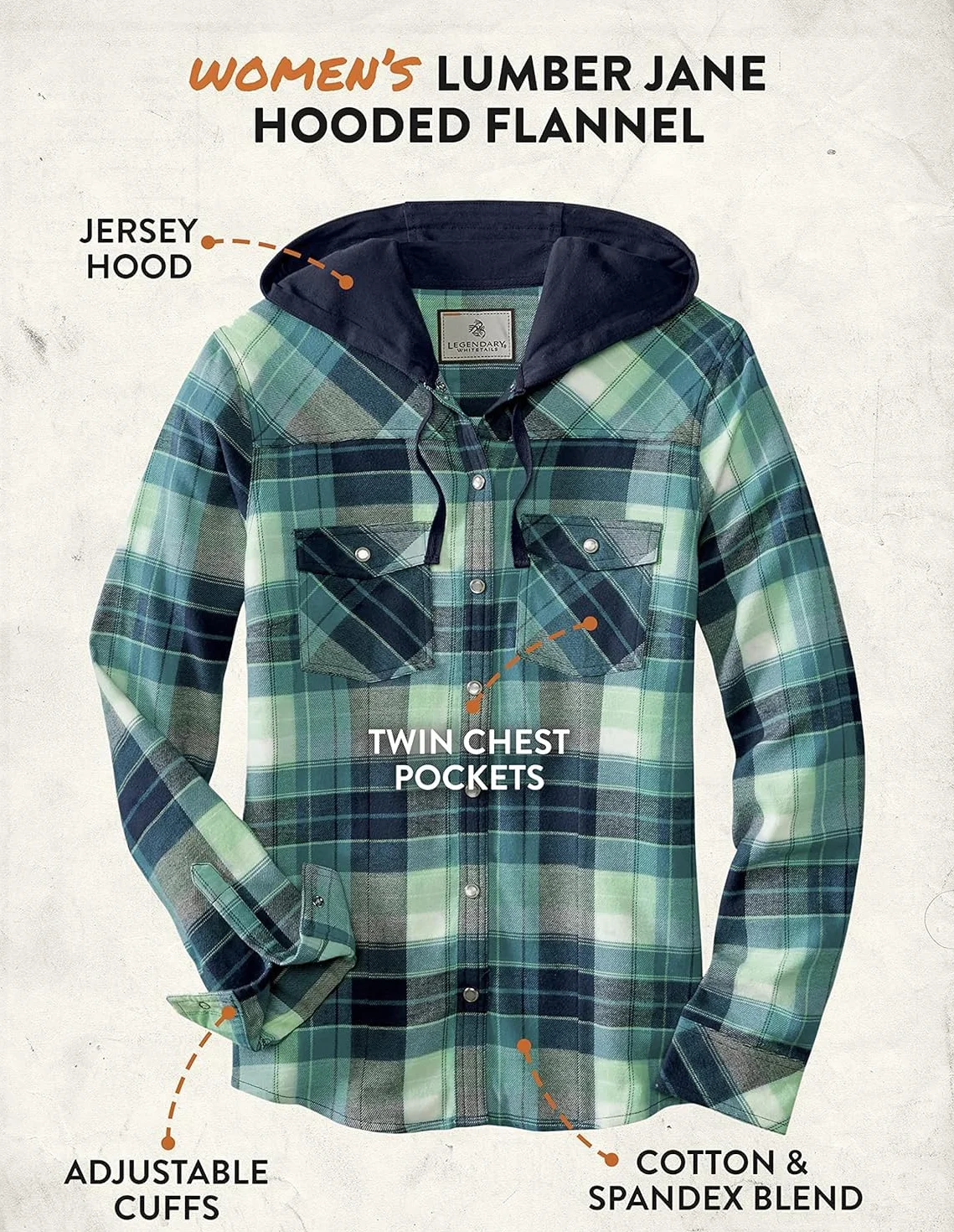 Legendary Whitetails Lumber Jane Damska koszula flanelowa z kapturem, S