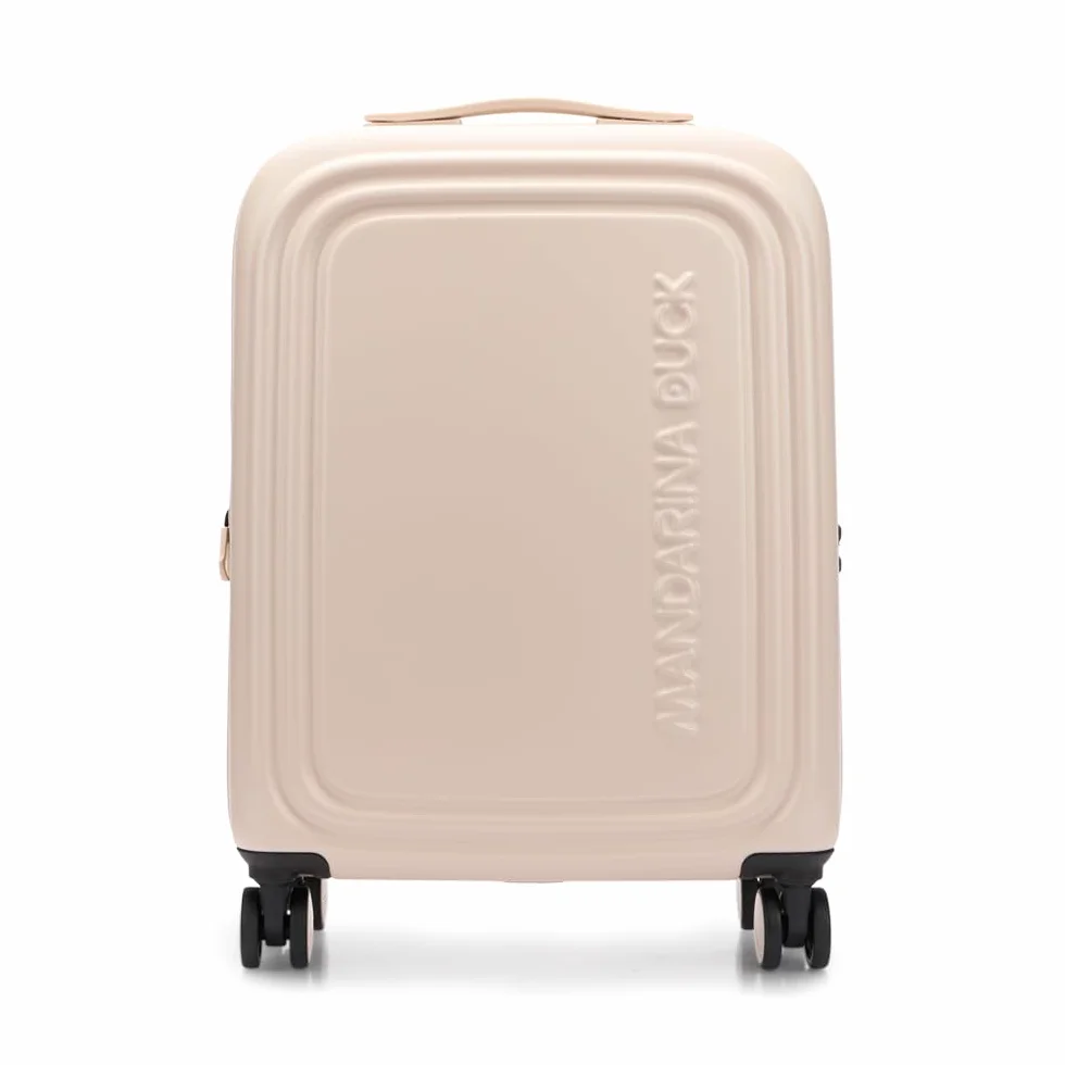 Mandarina Duck LOGODUCK + wózek Cabin EXP, White Mocha, Kuferek z logo +