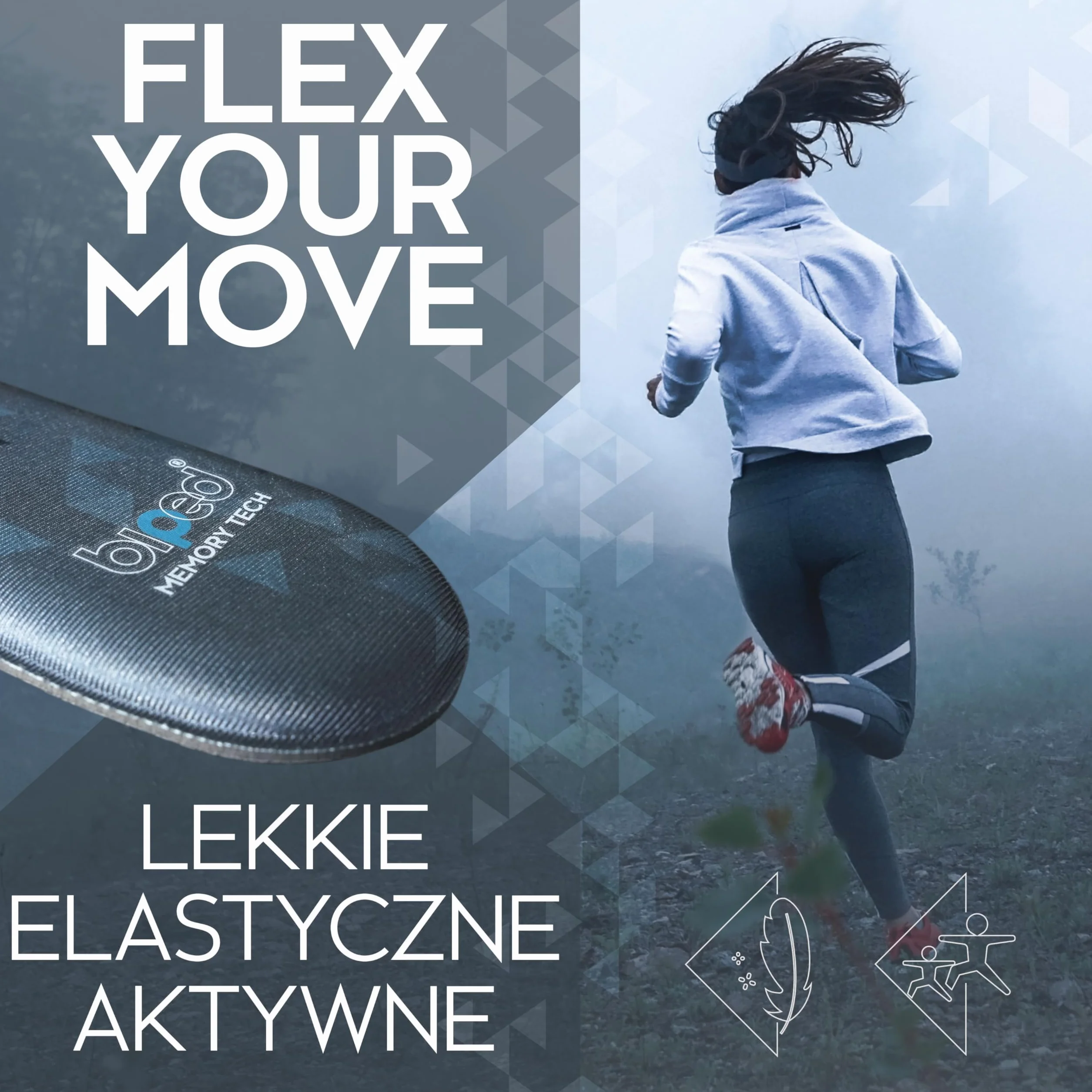 biped MEMORY TECH Wkładki z pianki memory – Miękkie i premium wkładki dla kobiet i mężczyzn – Do butów, trampek i botków – Na co dzień i do sportu z2934(43-44)