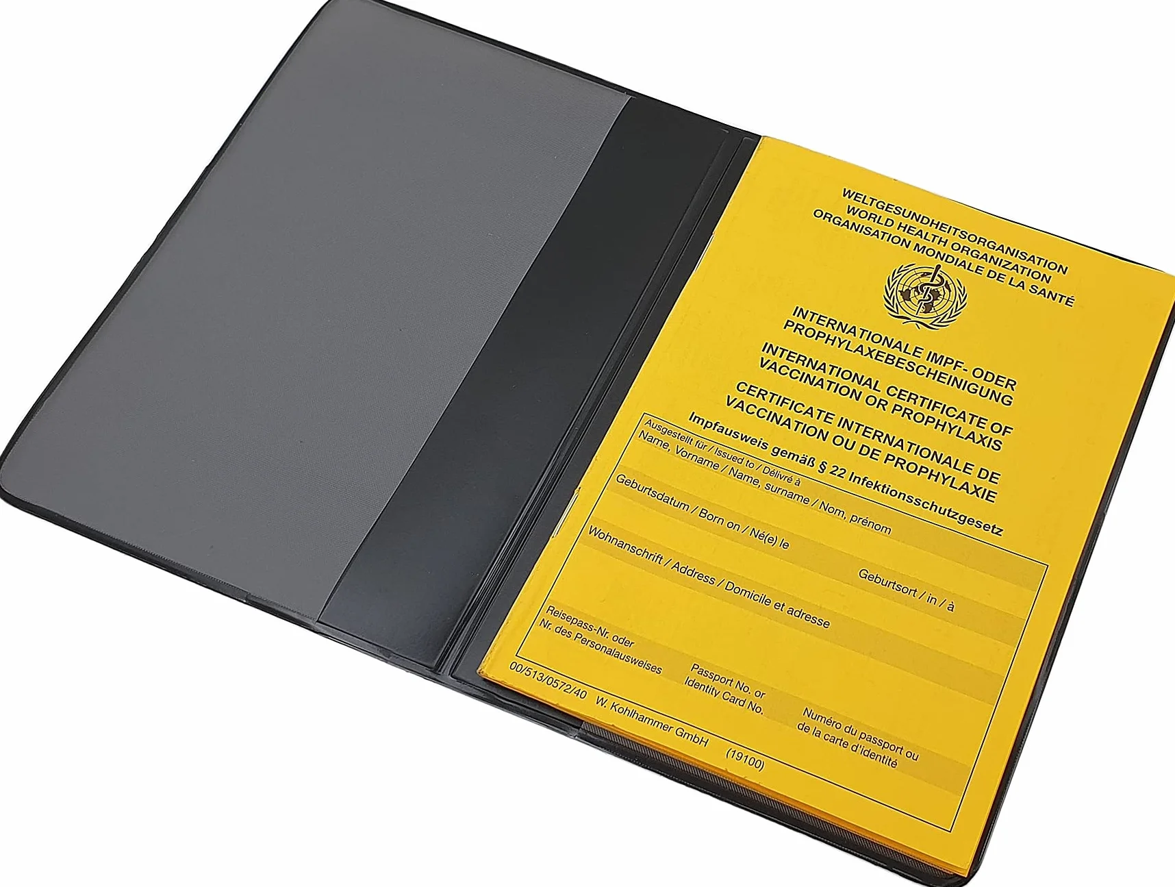 Etui ochronne na paszportszczepień, międzynarodowa karta szczepień, książeczka szczepień, etui na paszport, od daty wydania 2005, 2 przegródkami, Made in Germany, Fioletowy metaliczny, Einheitsgröße