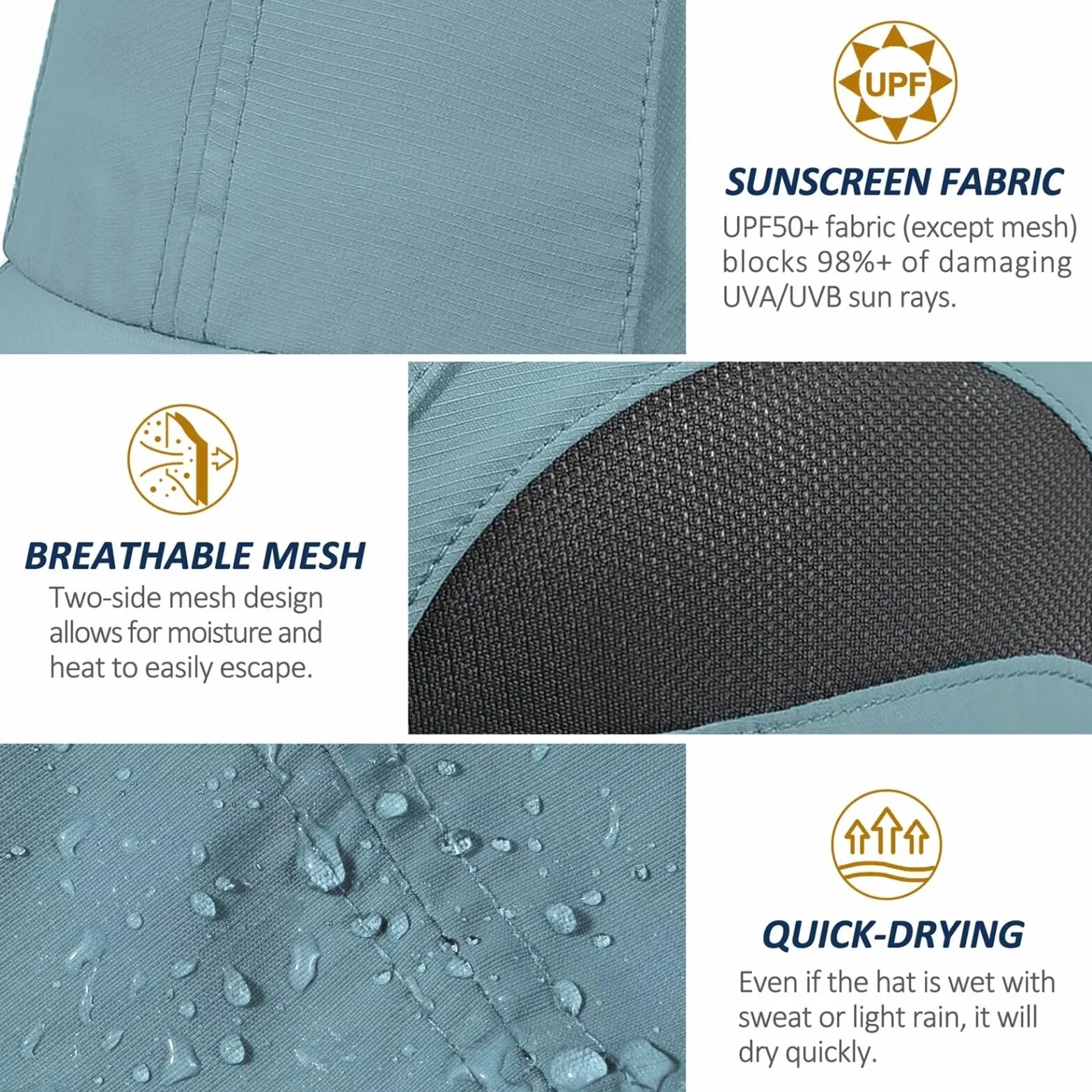 GADIEMKENSD Niestrukturalna czapka sportowa Quick Dry Outdoor Sun Protective Unisex 7-7 1/2 (56-60cm)