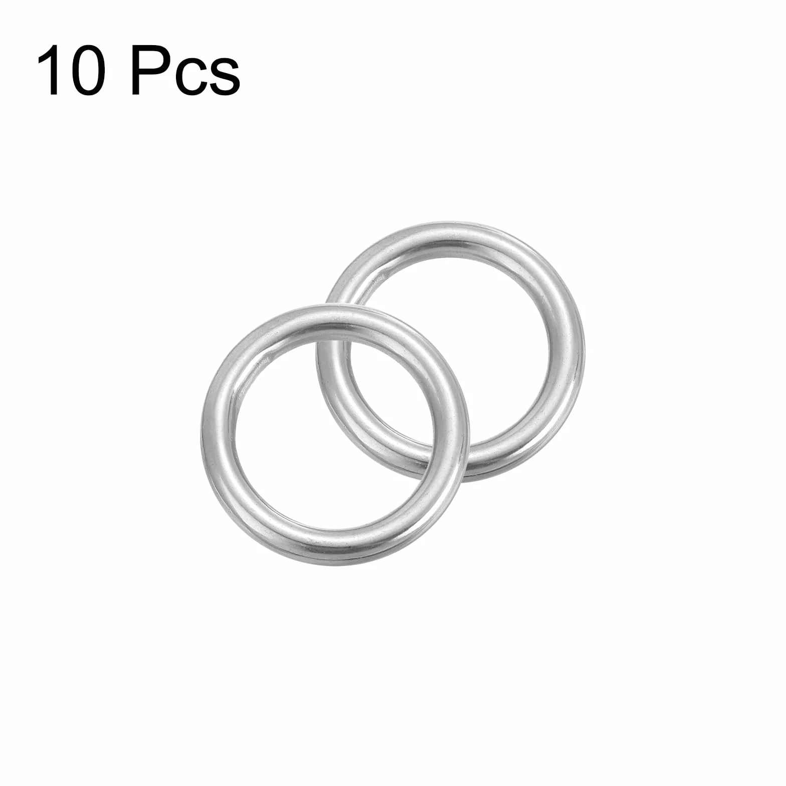 QUARKZMAN 304 Pierścień ze stali nierdzewnej O, 10 sztuk 35 mm (1,38") o średnicy zewnętrznej, grubość 5 mm, uniwersalny spawany okrągły pierścień do metalowych akcesoriów bagażowych., Srebrny odcień,