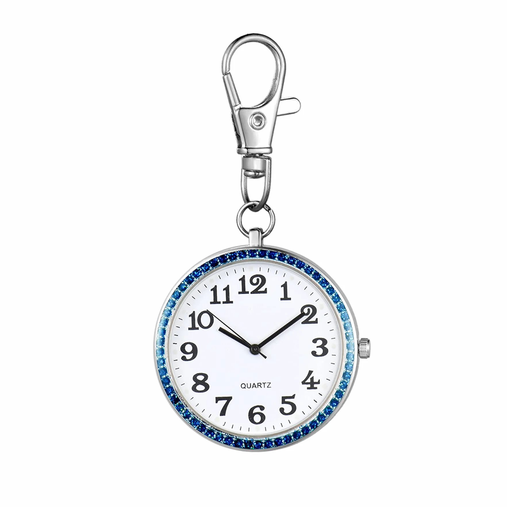 JewelryWe Breloczek do kluczy zegarek kwarcowy zegarek kieszonkowy FOB klips pasek nowość breloczek zegarki dla mężczyzn kobiet