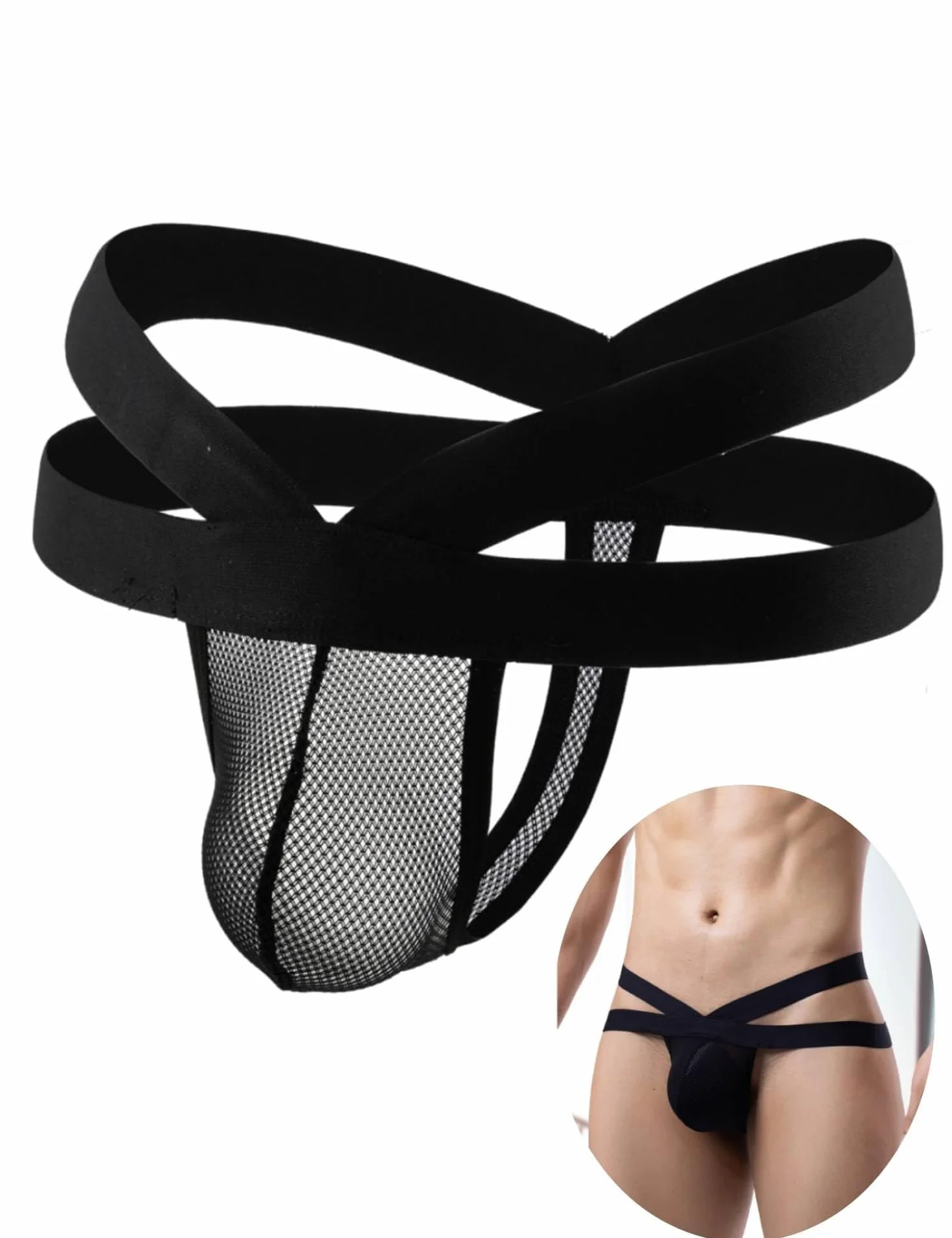 comeondear Seksowne stringi męskie bielizna plus size stringi majtki bielizna czarna Jockstrap stringi figi Stretch z niskim stanem G-Stringi