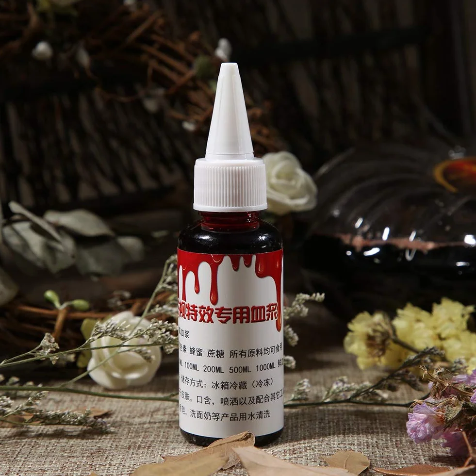 Halloween Party Faux Blood Realistyczne Zombie Fantasy Makijaż Sztuczna Krew do Teatru i Kostiumów (50 ml)