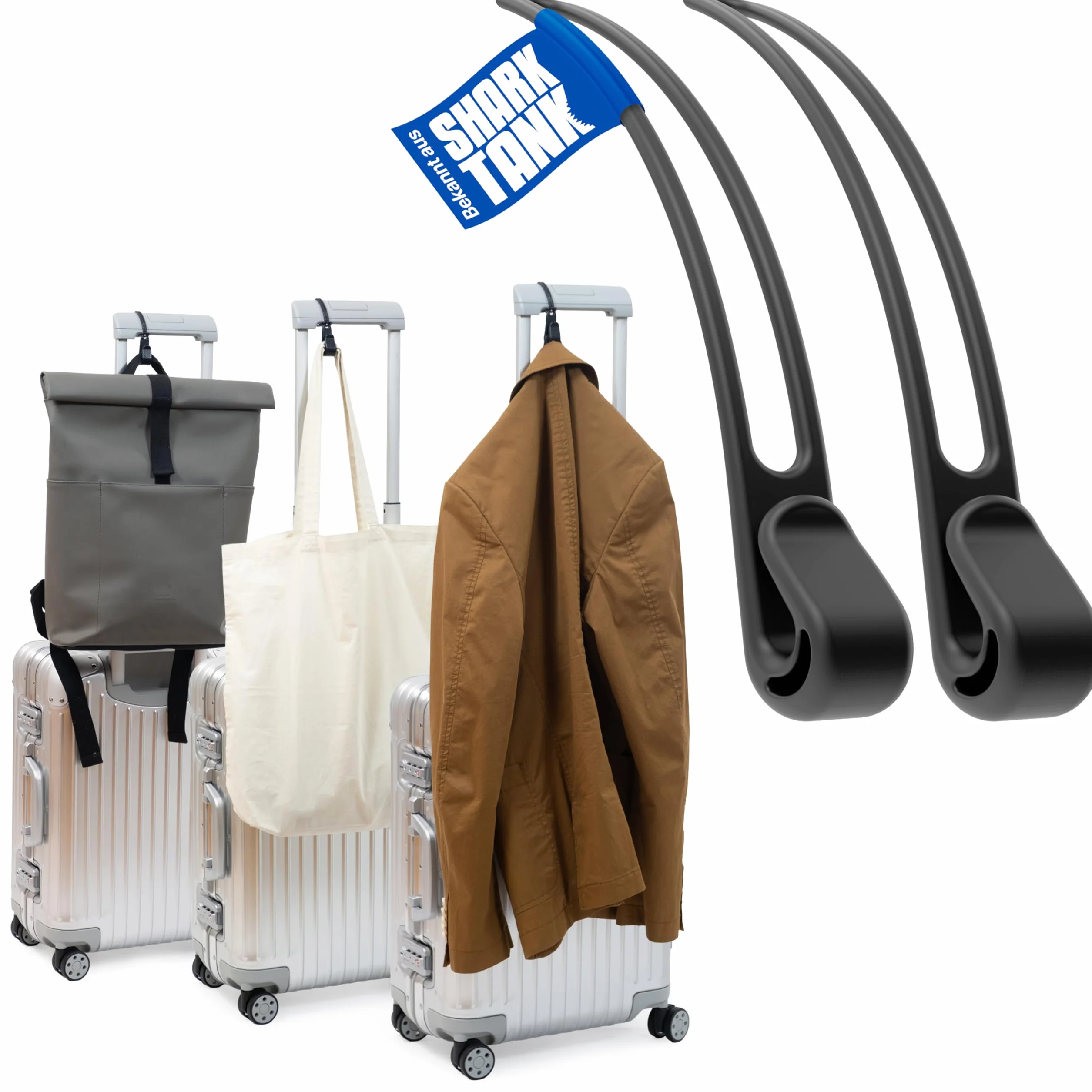 Luggage Hook Haczyki do walizki na kurtkę i torbę (2 szt.) – przydatne haczyki podróżne utrzymują akcesoria podróżne do 10 kg, fajny prezent dla osób podróżujących i stewardessy, 2 sztuki w opakowaniu