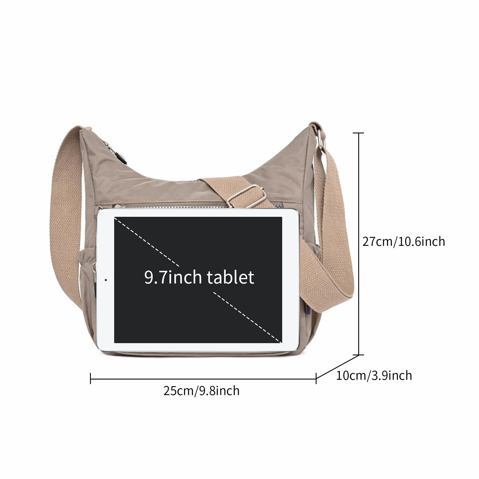 NOTAG Torba crossbody dla kobiet lekka wodoodporna wielokieszeniowa