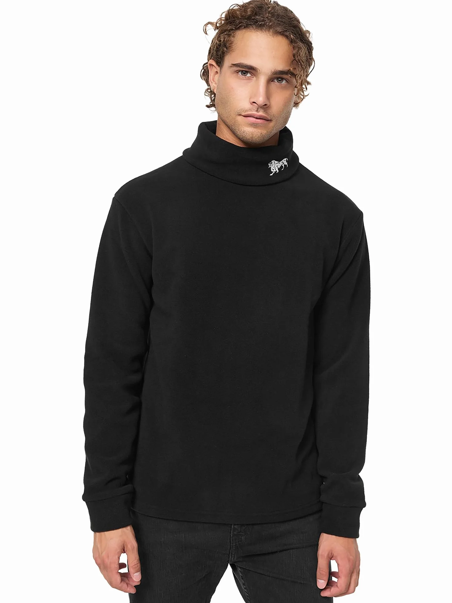 Lonsdale M?ski sweter z golfem, normalny krój, Curdworth, czarny/bia?y, M