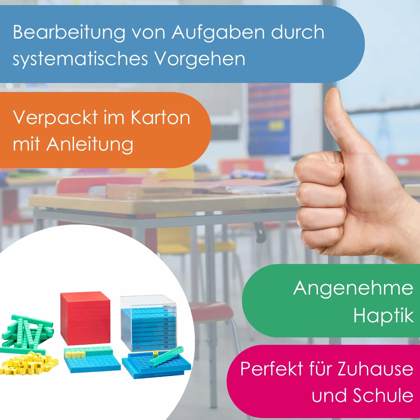 WISSNER active learning Zestaw podstawowy dziesięć w zakresie liczb 1000, Re-Plastic °, w kartonie pudełko z przewodnikiem