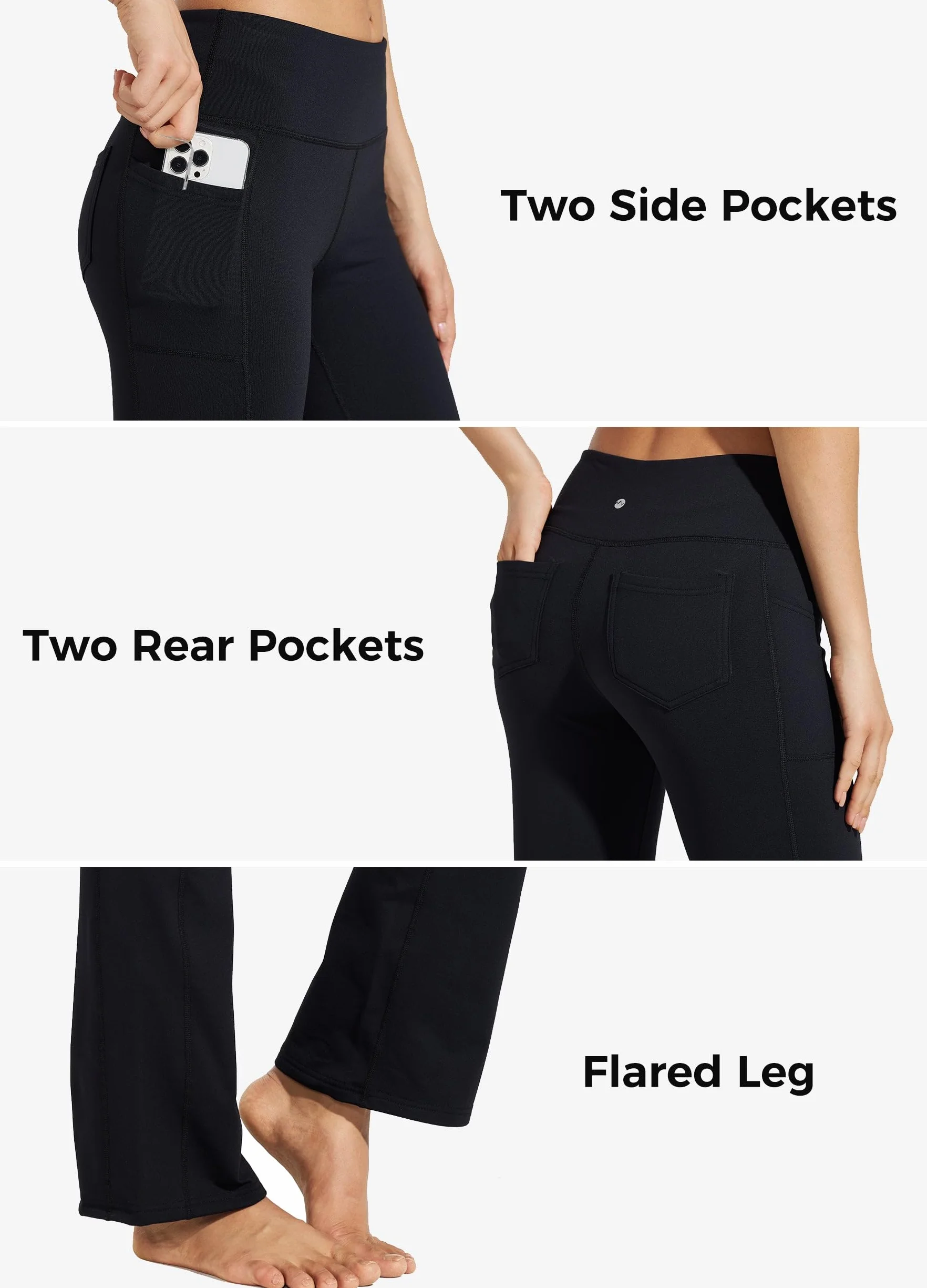 Willit Damskie spodnie z podszewką polarową joga bootcut termiczne spodnie zimowe wysoki stan rozkloszowane legginsy wodoodporne