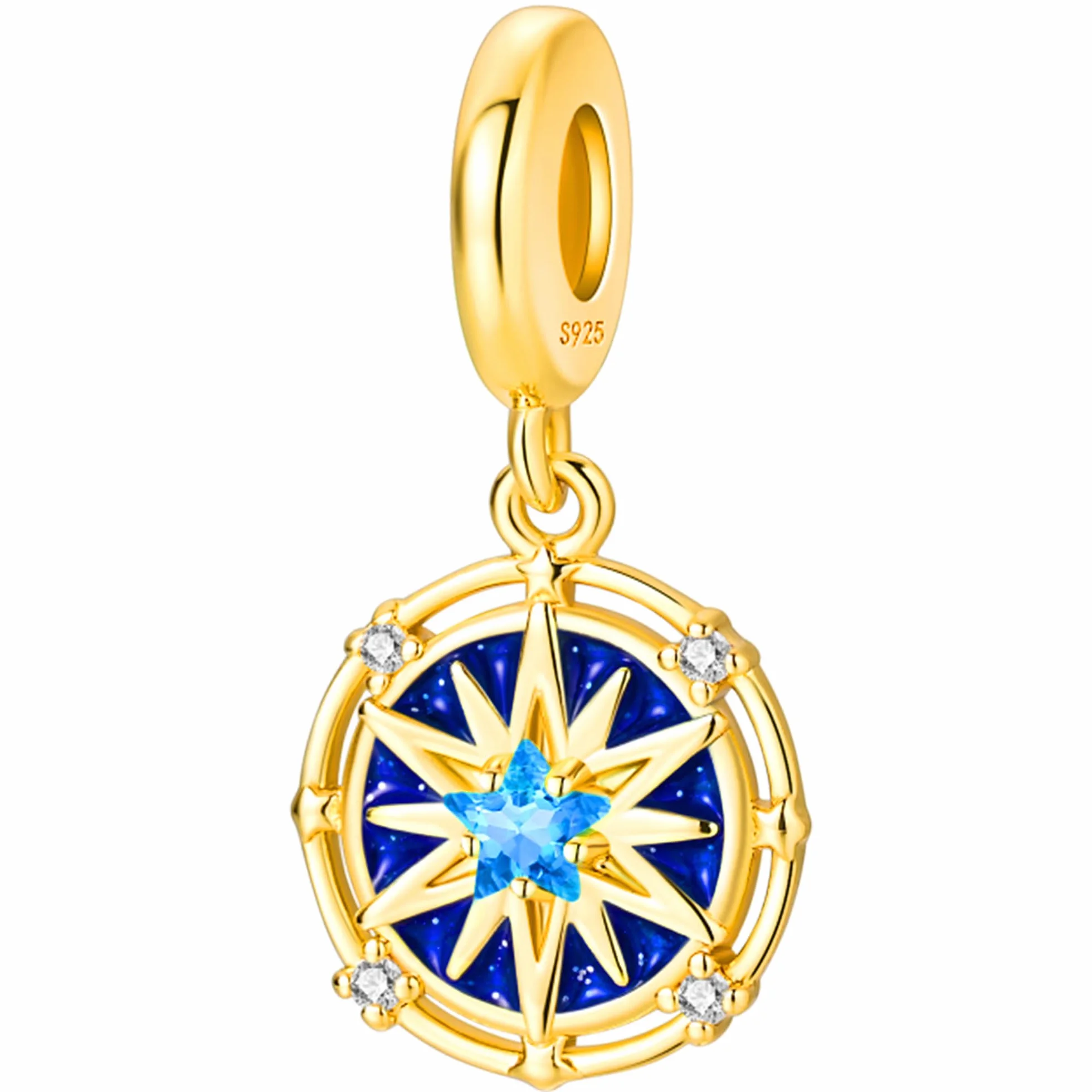 Zawieszka charms ze srebra próby 925, niebieski, księżyc, gwiazdy, słońce, krzyż, pierś, , Maria, Boho, koraliki, biżuteria do bransoletki, urocza bransoletka dla kobiet, dorosłych