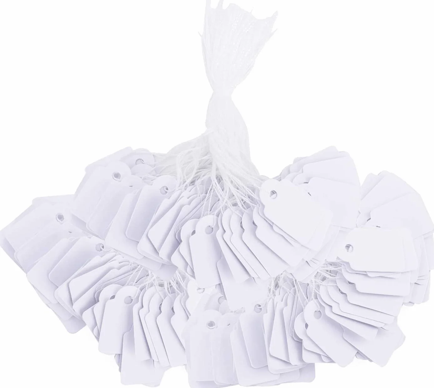 Zestaw 100 białych tagów cenowych, etykiet prezentowych, etykiet z ceną, etykiet na biżuterię, do zapisywania papierowych etykiet z napisami do Flea Market, Jewellery, Clothes