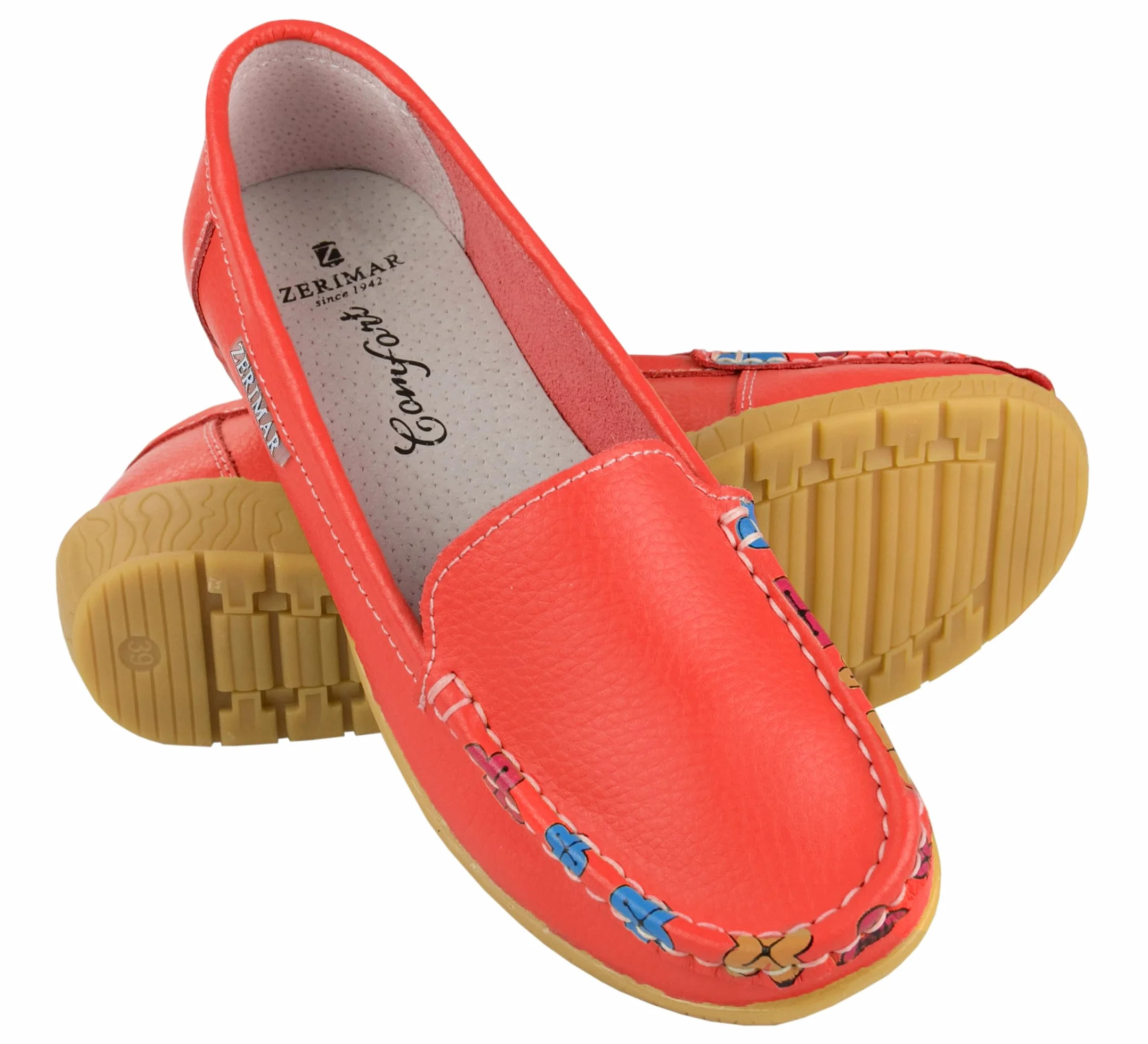Zerimar Wygodne buty damskie - skórzane mokasyny damskie - letnie damskie buty - damskie skórzane mokasyny - stylowe i wygodne