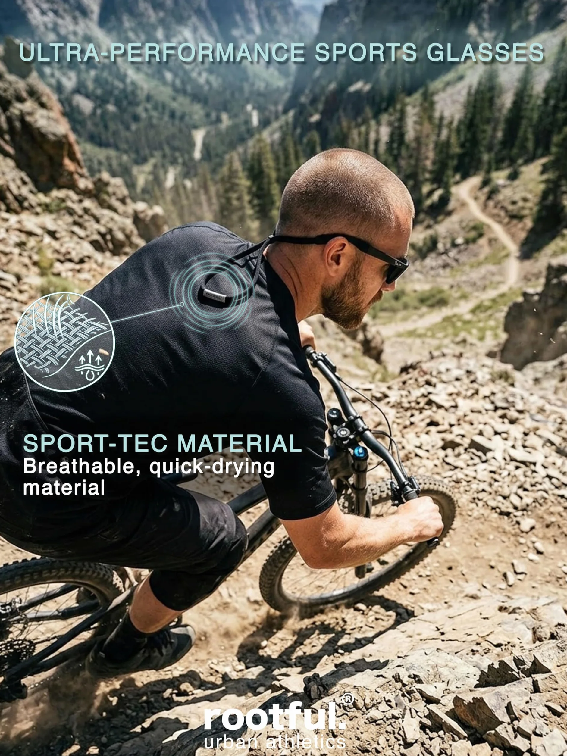 rootful.® Pasek do okularów sportowych Pro [wydajny] pasek do okularów sportowych i przeciwsłonecznych | maksymalna ochrona | łącznie ze ściereczką do czyszczenia