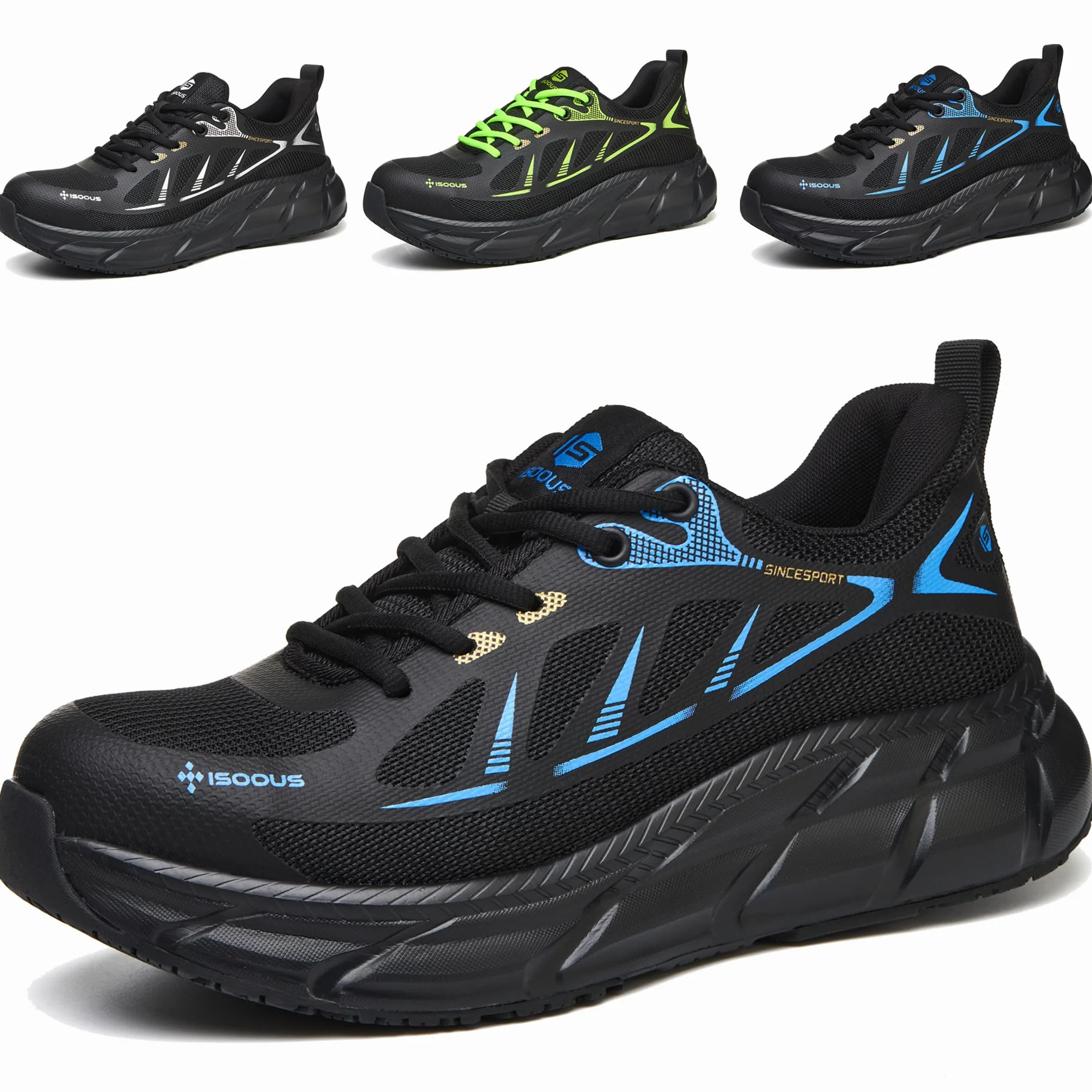 ISOOUS Buty robocze, męskie, damskie, buty ochronne, ze stalowymi noskami, sportowe, oddychające, antypoślizgowe
