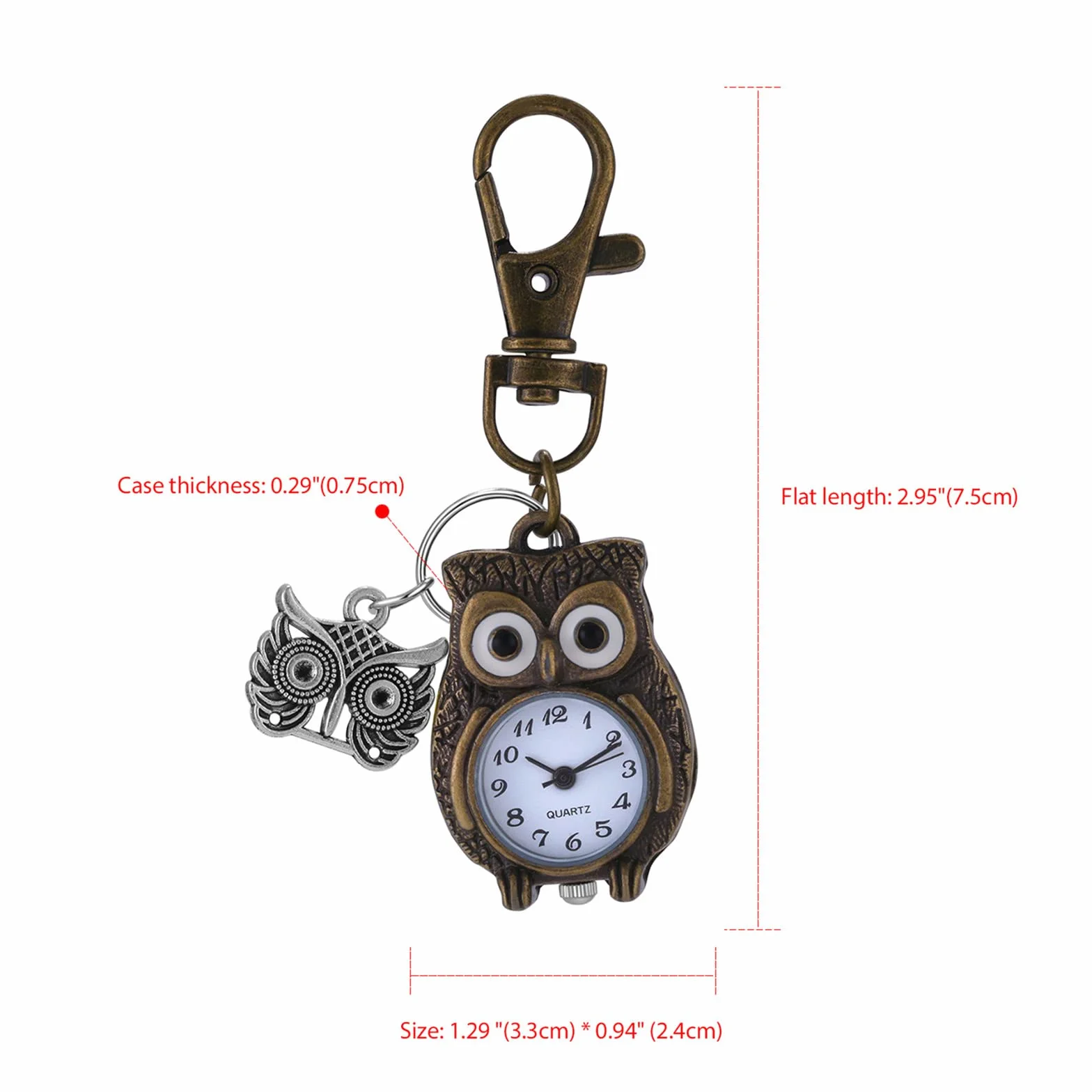 JewelryWe Zegarek kieszonkowy w stylu vintage nowość sowa medalion wisiorek zegarek steampunkowy kwarcowy naszyjnik zegarek z łańcuszkiem 80 cm na Walentynki, breloczek małe oczy, Stwórz