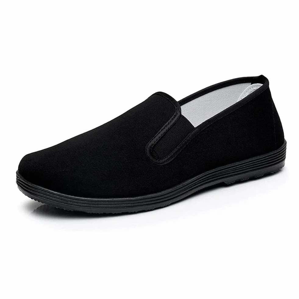 Chińskie kapcie Kung Fu płótno sztuki walki buty Tai Chi gumowa podeszwa unisex wszystkie czarne, Czarny, 40.5 EU