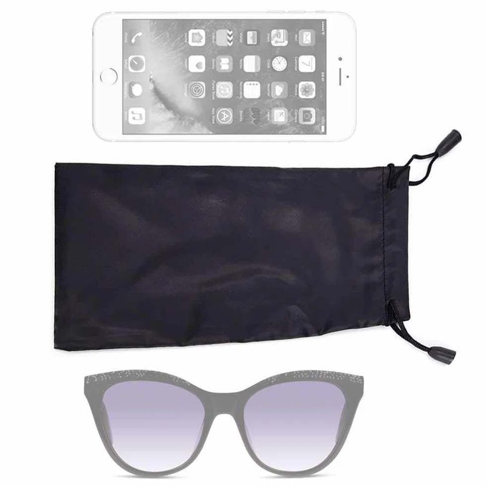 OcioDual 2 x woreczek na okulary, etui na okulary ze sznurkiem do ściągania, etui na okulary, czarne, czarny, m