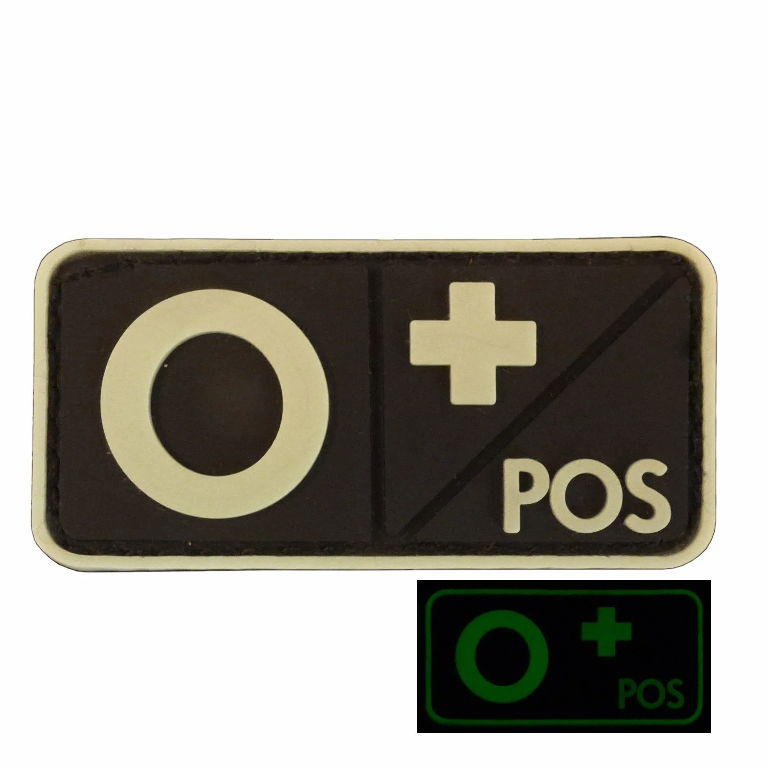 O POS Blood Type GITD Glow in the Dark PVC Rubber 3D Hak Patch