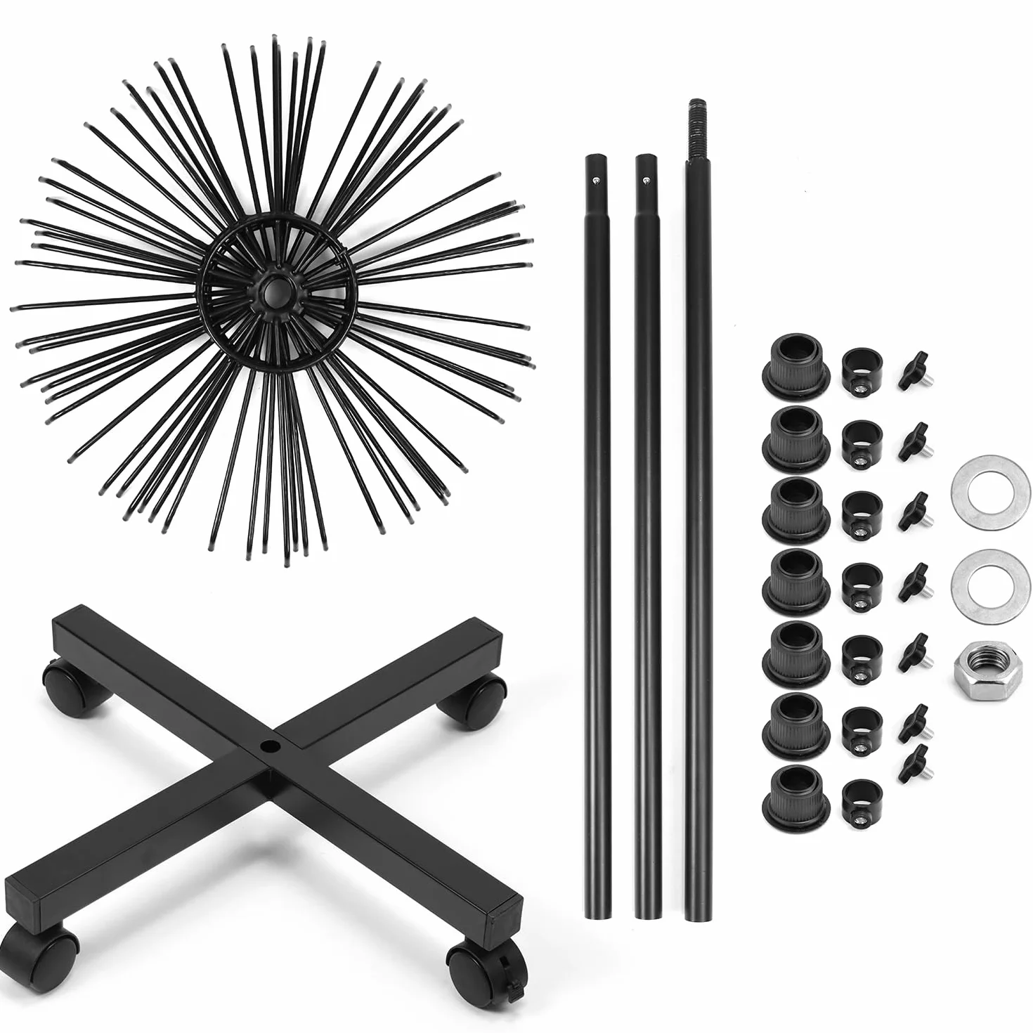 QWORK® 7-poziomowy metalowy obrotowy stojak ekspozycyjny na kapelusze, biżuterię, skarpety i jedwabne szale, z kółkami