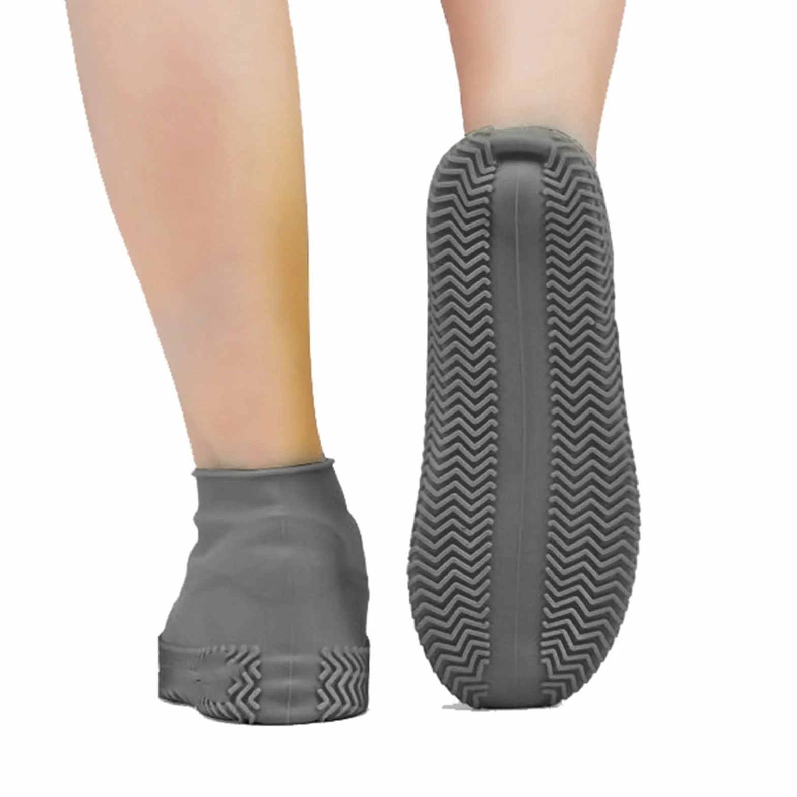 1 para Wodoodporny Silikonowy Pokrowiec na Buty Resuable Outdoor Przeciwdeszczowe Ochraniacze na Buty dla Kobiet Mężczyzn (Szary)