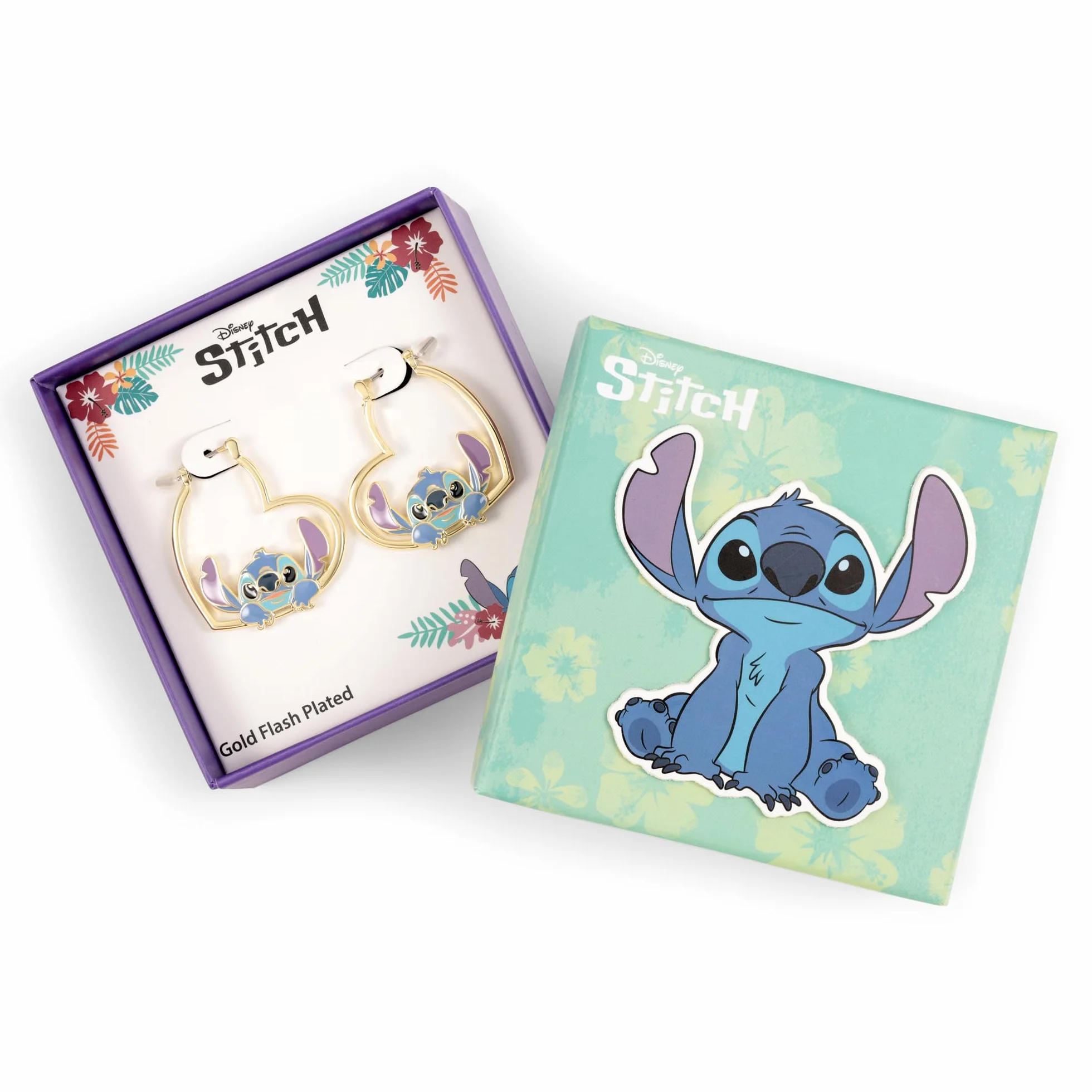 Kolczyki Stitch Love Heart Huggie, Jeden rozmiar, Mosiądz/podstawa, Bez kamieni szlachetnych