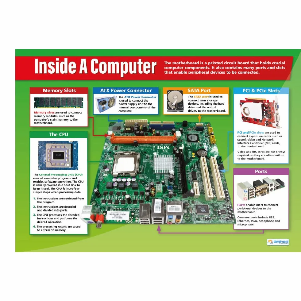 Hardware Basics Plakaty - zestaw 2 | Plakaty ICT | Papier z połyskiem o wymiarach 850 mm x 594 mm (A1) | Wykresy komputerowe do klasy | Wykresy edukacyjne by Daydream Education
