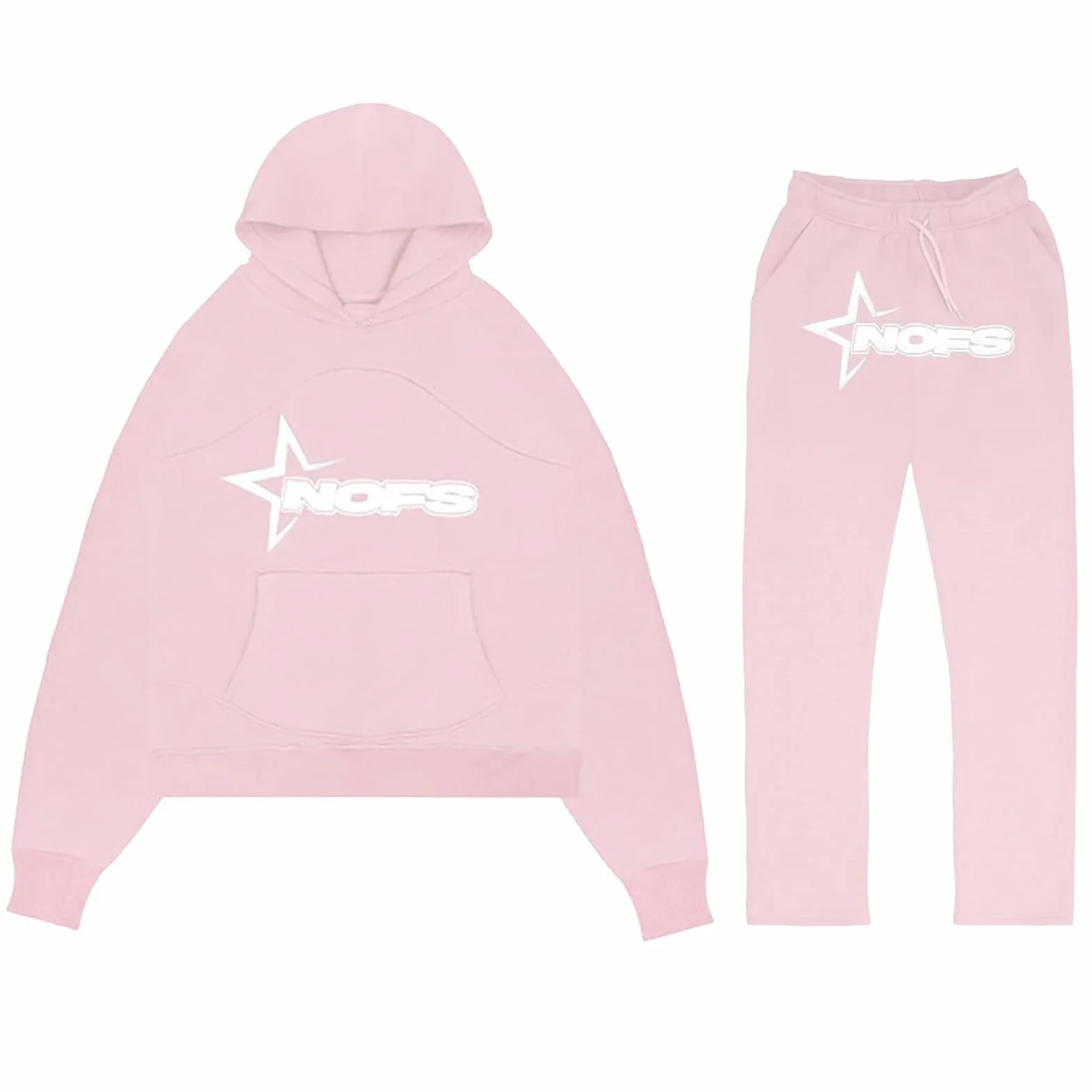 NOFS 2-częściowy męski dres do joggingu, Y2K, bawełniany, bluza sportowa z kapturem Y2K + spodnie Nofs, męski dres sportowy, strój treningowy w stylu Streetwear, S