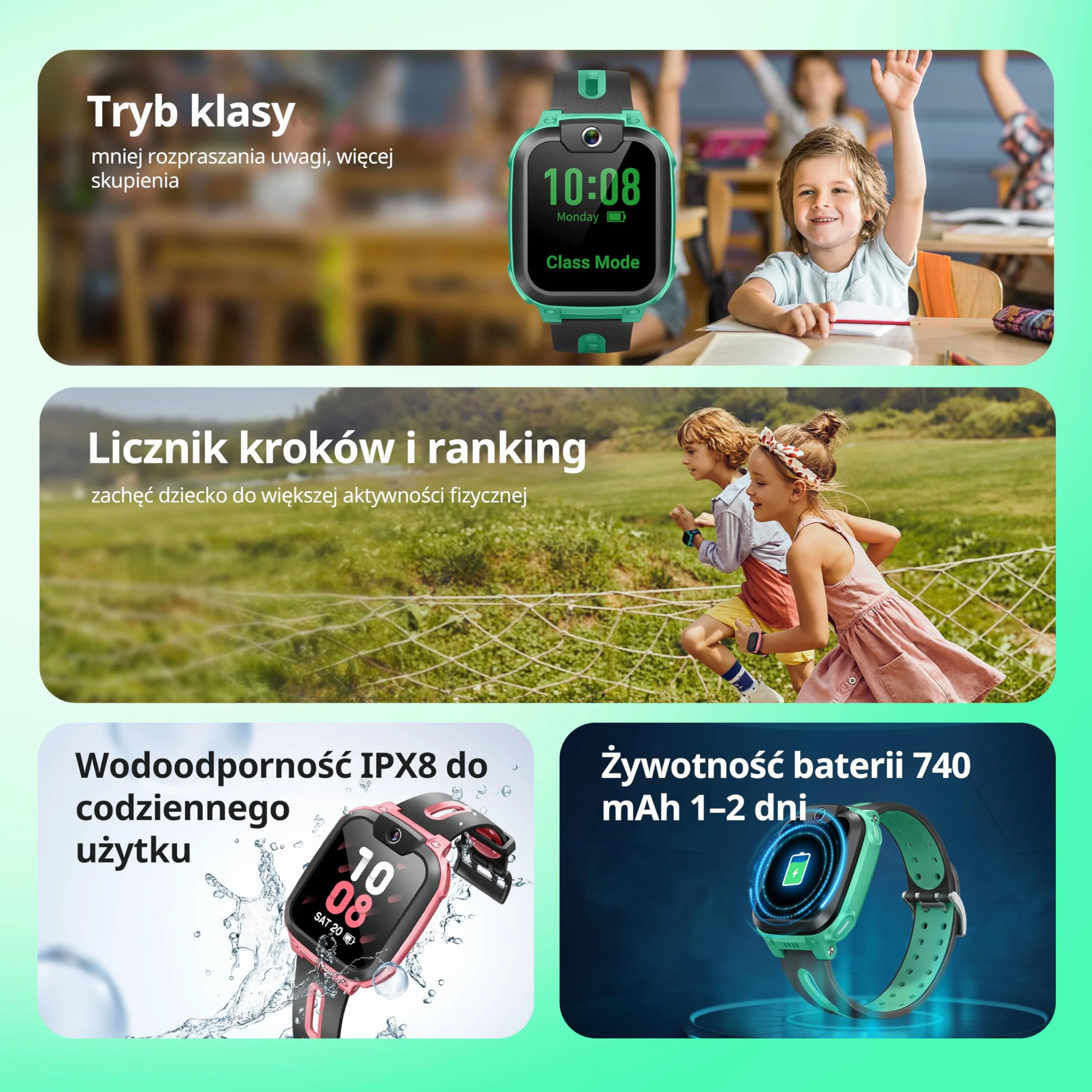 imoo Watch Phone Z1 Kids Smart Watch, Smartwatch dla dzieci 4G z długotrwałym wideo i telefonem, zegarek GPS dla dzieci z lokalizacją w czasie rzeczywistym i wodoodporność IPX8 (różowy)