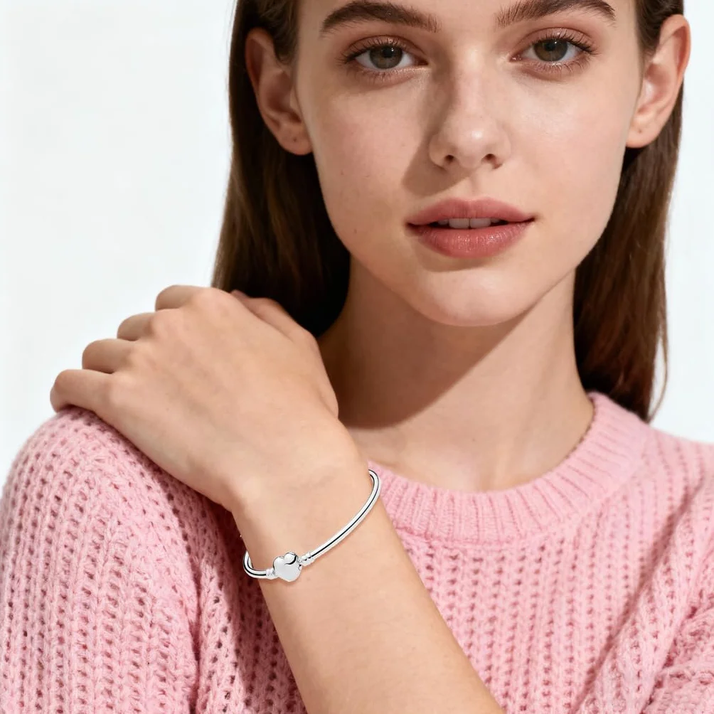 Damska bransoletka charms z okrągłym zapięciem w kolorze różowego złota – bransoletka z zawieszkami ze srebra wysokiej próby 925 – z zawieszką w kształcie charmsów