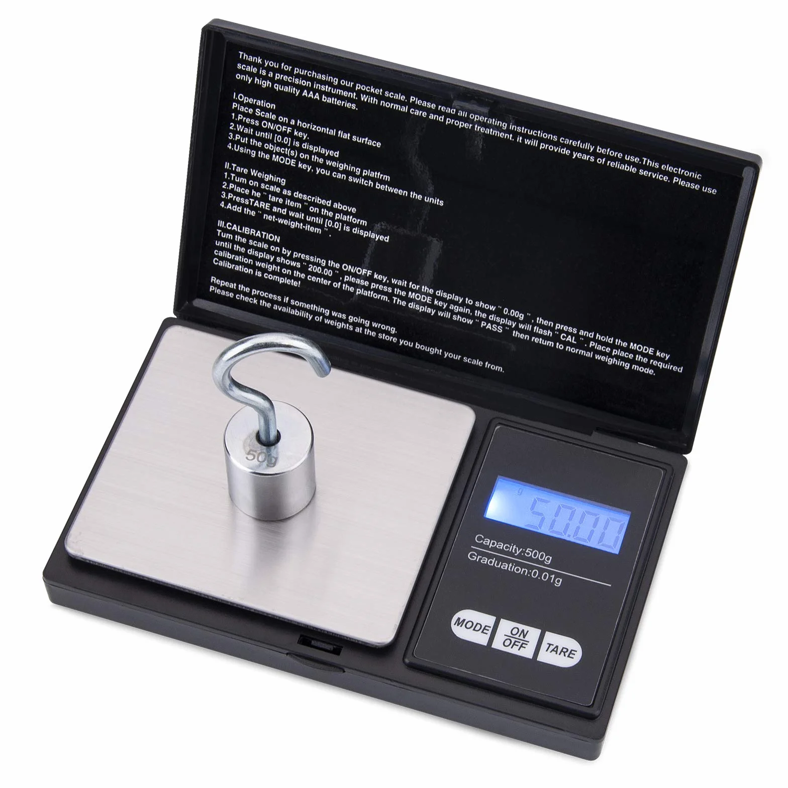 mafiti cyfrowa waga kieszonkowa, 500 g / 0,01 g, złota waga gramowa, z funkcją tary, 7 jednostek i wyświetlaczem LCD, bardzo precyzyjna waga cyfrowa do tabletów, biżuterii, monet