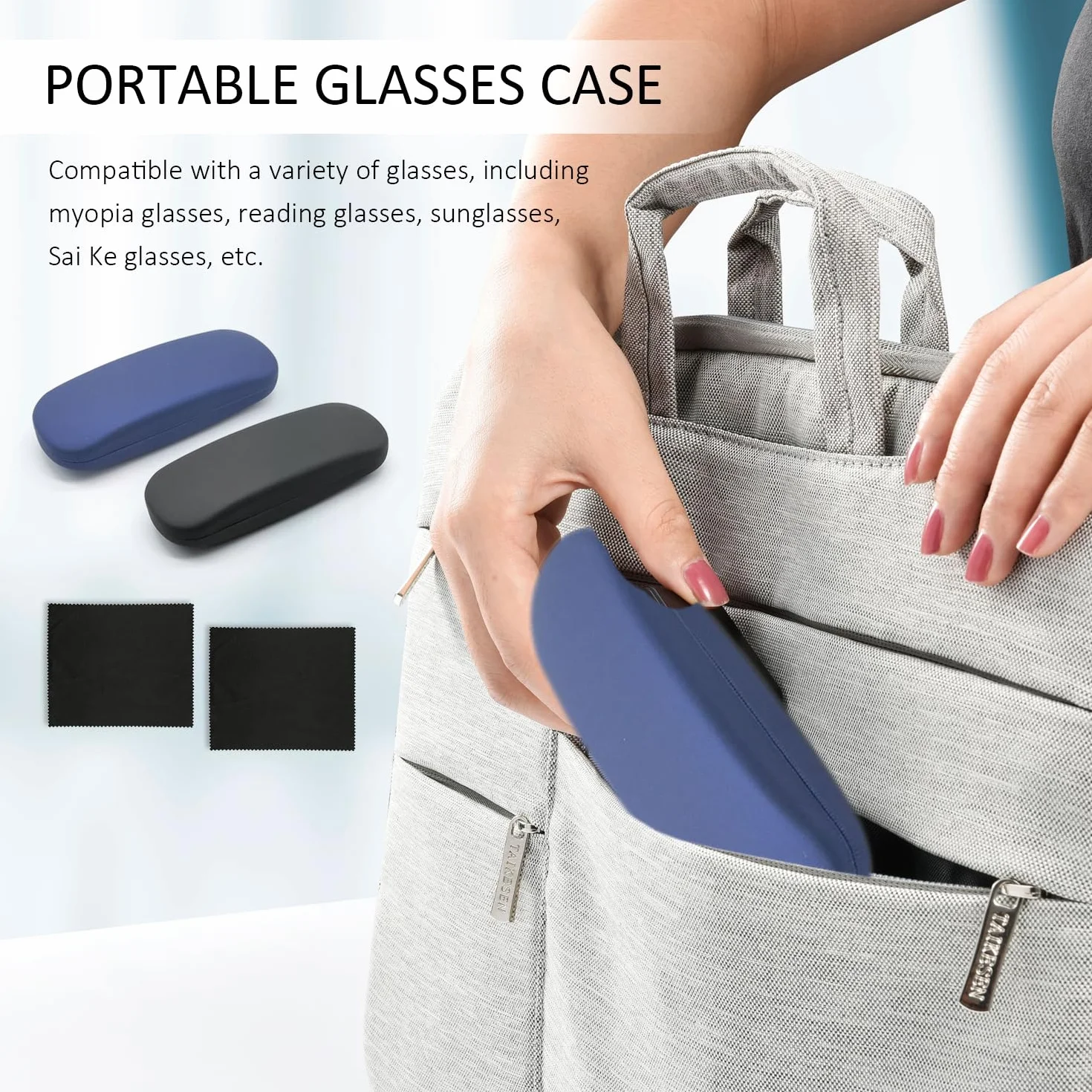 2-pak etui na okulary w jednolitym kolorze, 2 sztuki ściereczki do okularów, etui na okulary unisex, pudełko do przechowywania okularów przeciwsłonecznych, przenośne etui na okulary, twarde
