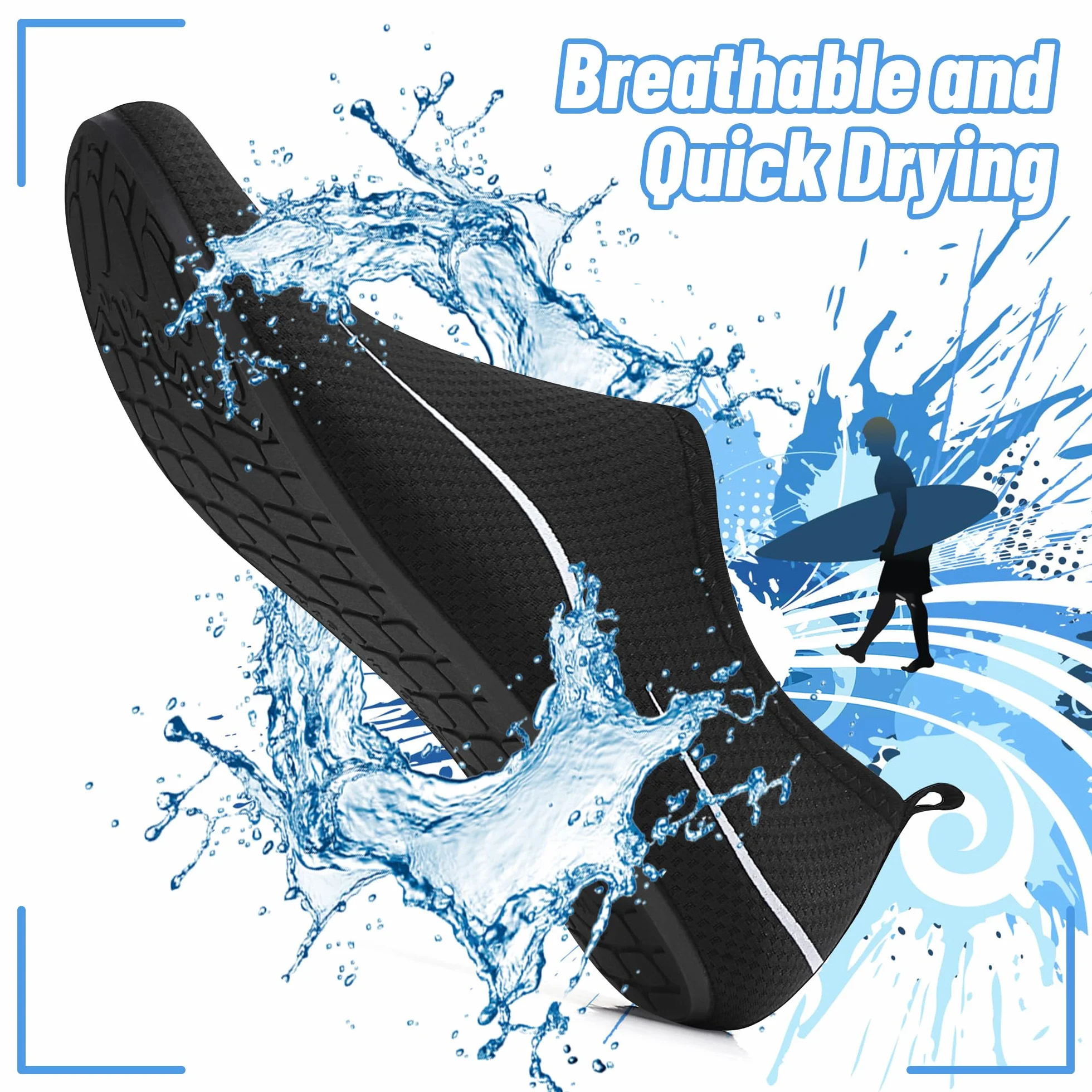 Buty do Wody Water Shoes Lekkie Buty do SportóW Wodnych Buty do PłYwania Buty PlażOwe Buty do Jogi Buty do Surfowania dla Kobiet I MężCzyzn. Czarny, 39EU