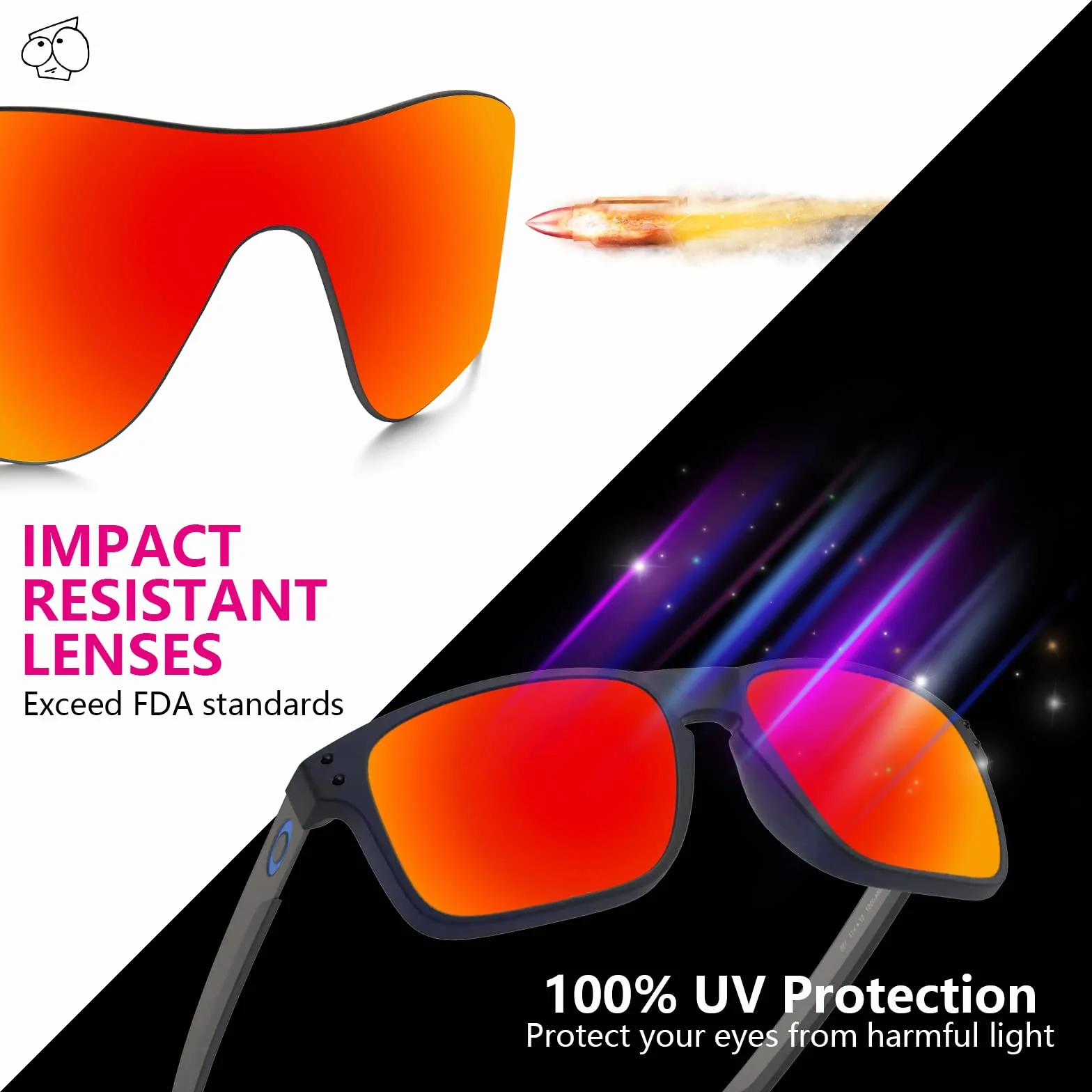 EZReplace Soczewki zastępcze do okularów Oakley Flak 2.0 XL OO9188 (soczewki polaryzacyjne), Metal srebrny, Rozmiar uniwersalny