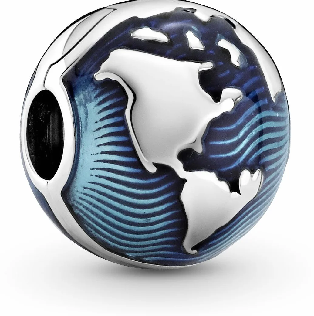 Klips Pandora 799429C01 Niebieska kobieta srebrna kula ziemska