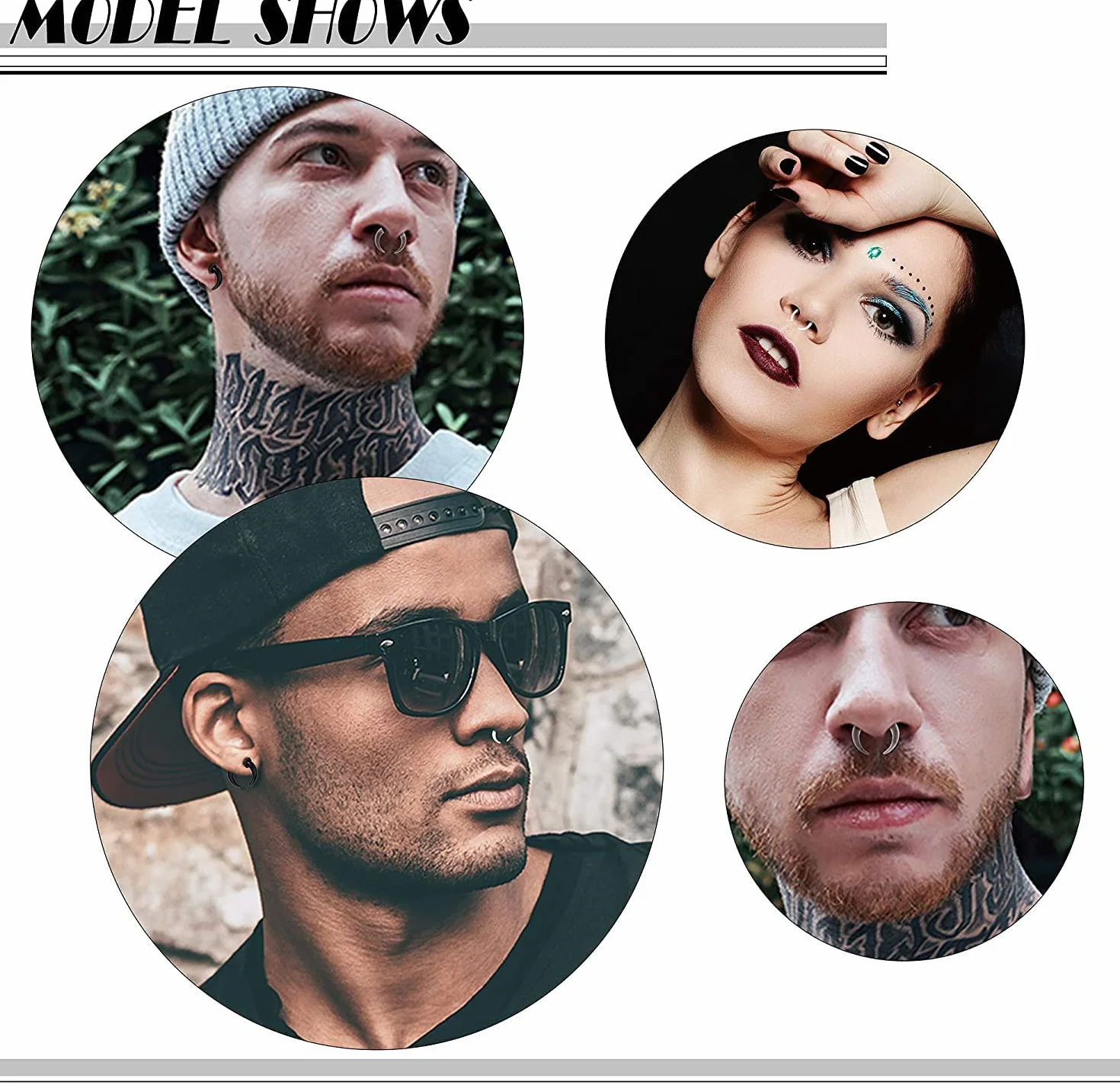 ORAZIO 18/24 sztuki akrylowych pincher 14G-4G kolczyk do septum, kształt C, Buffalo Stretcher Expander z czarnymi o-ringami do rozciągania przekłutej chrząstki ucha nosowego