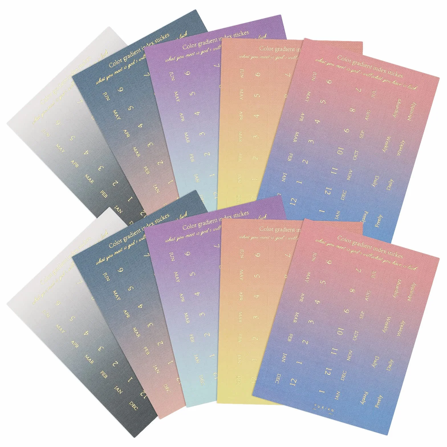 ECSiNG 10 arkuszy kolorowych zakładek indeksujących, monthly separators for school, learning, planner, office stickers, study organization