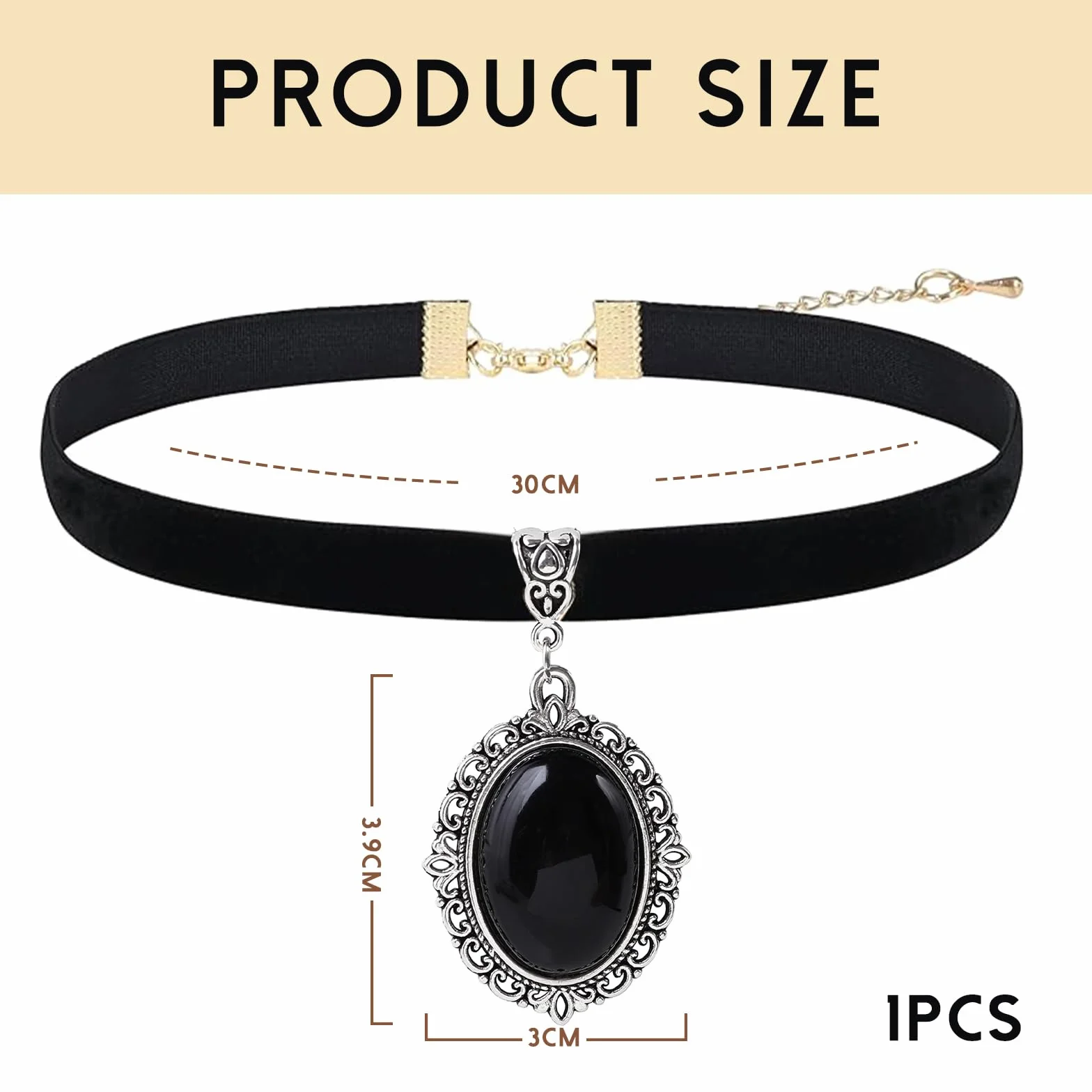 Moguri® Czarny aksamit vintage gotycki wiktoriański naszyjnik choker - prezent świąteczny dla dziewcząt, matek, przyjaciół, L, Cynk