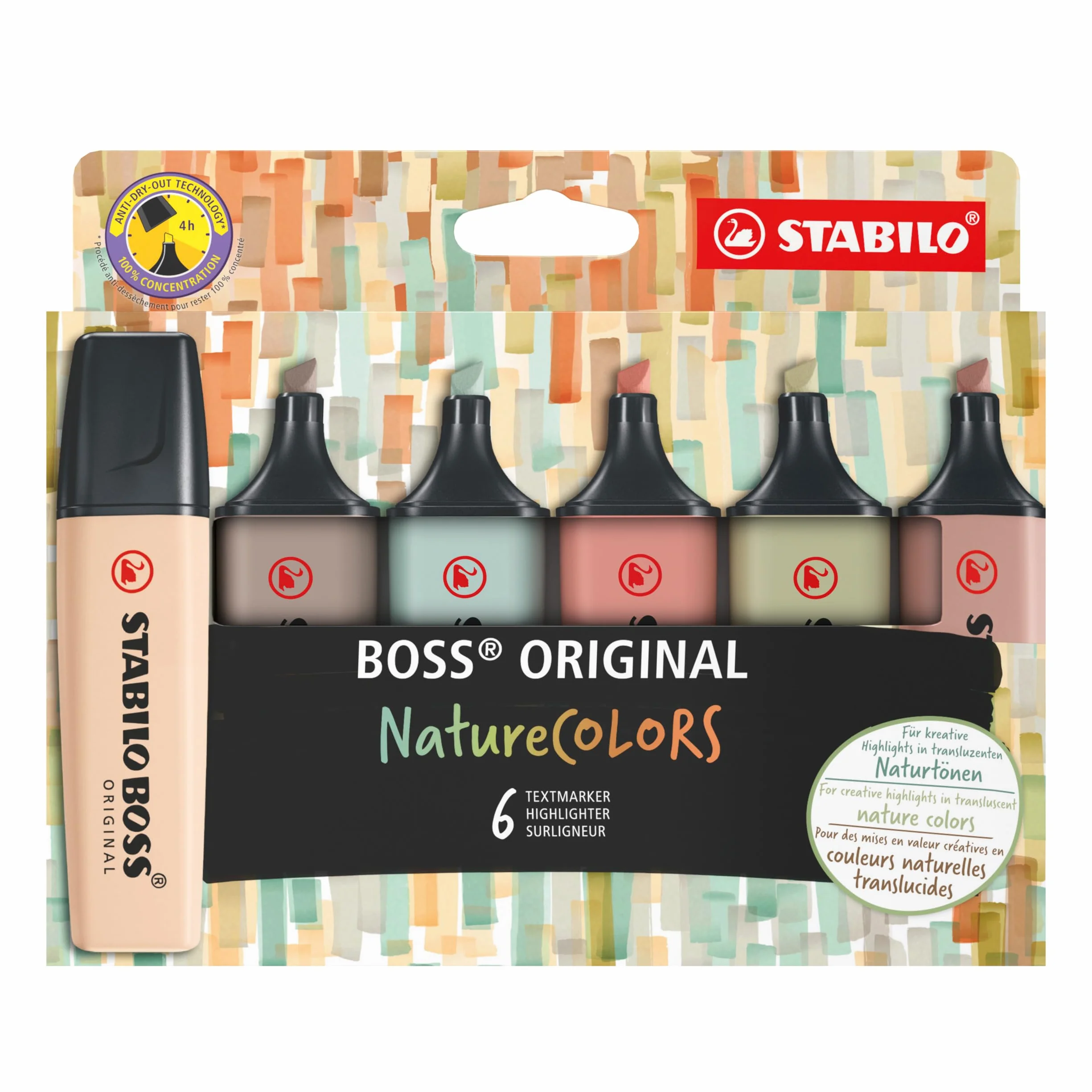 Stabilo Boss Original Naturecolors EO70/6-2-2 Zakreślacze do Tekstów, Wielokolorowy, 6 sztuk