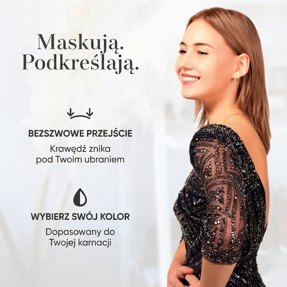 Podkładki na sutki premium – oryginalny – samoprzylepne nakładki na sutki dla kobiet – wielokrotnego użytku – 8 cm – samoprzylepny biustonosz – do głębokiego wycięcia na plecach – Nude
