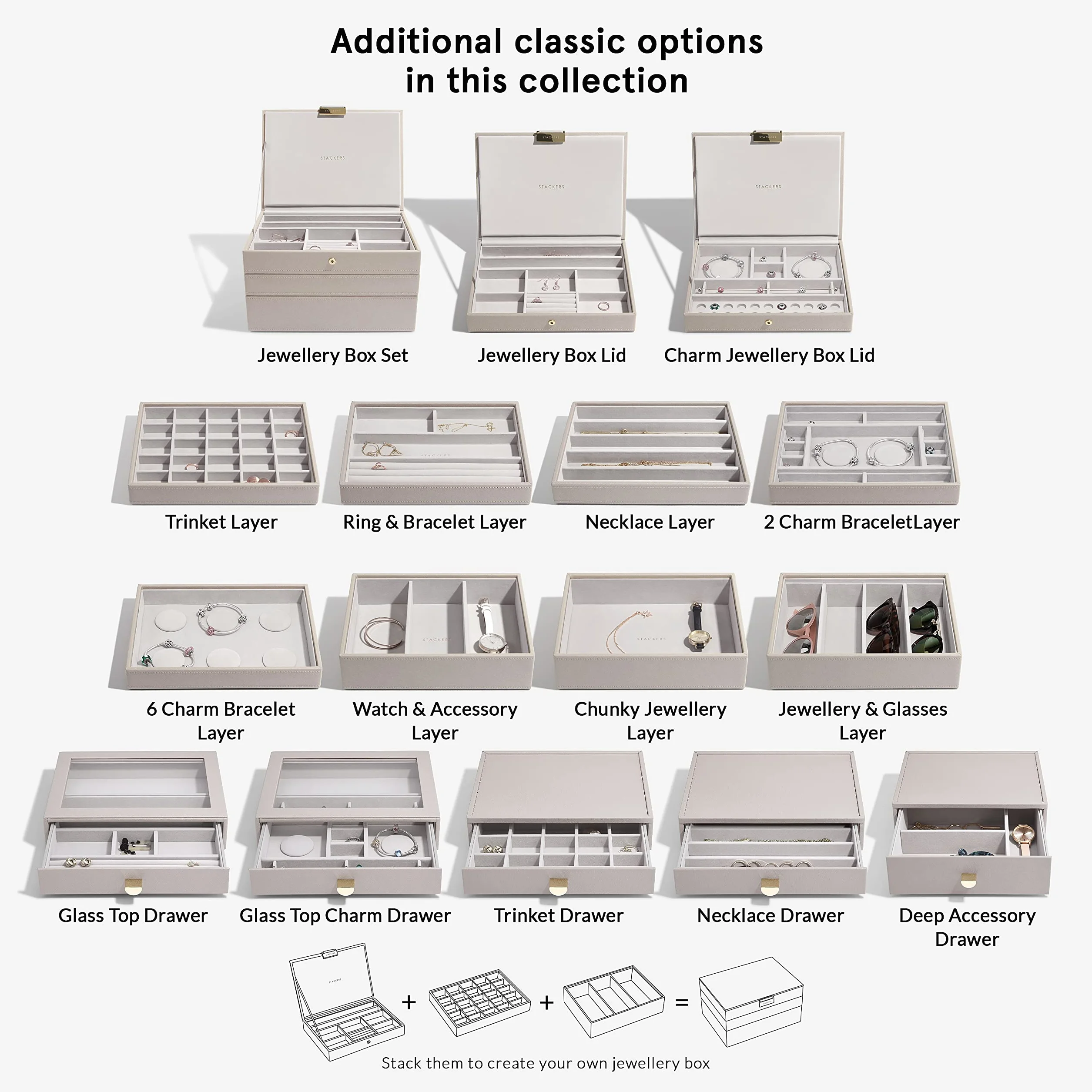 Stackers Taupe organizer do makijażu szuflada