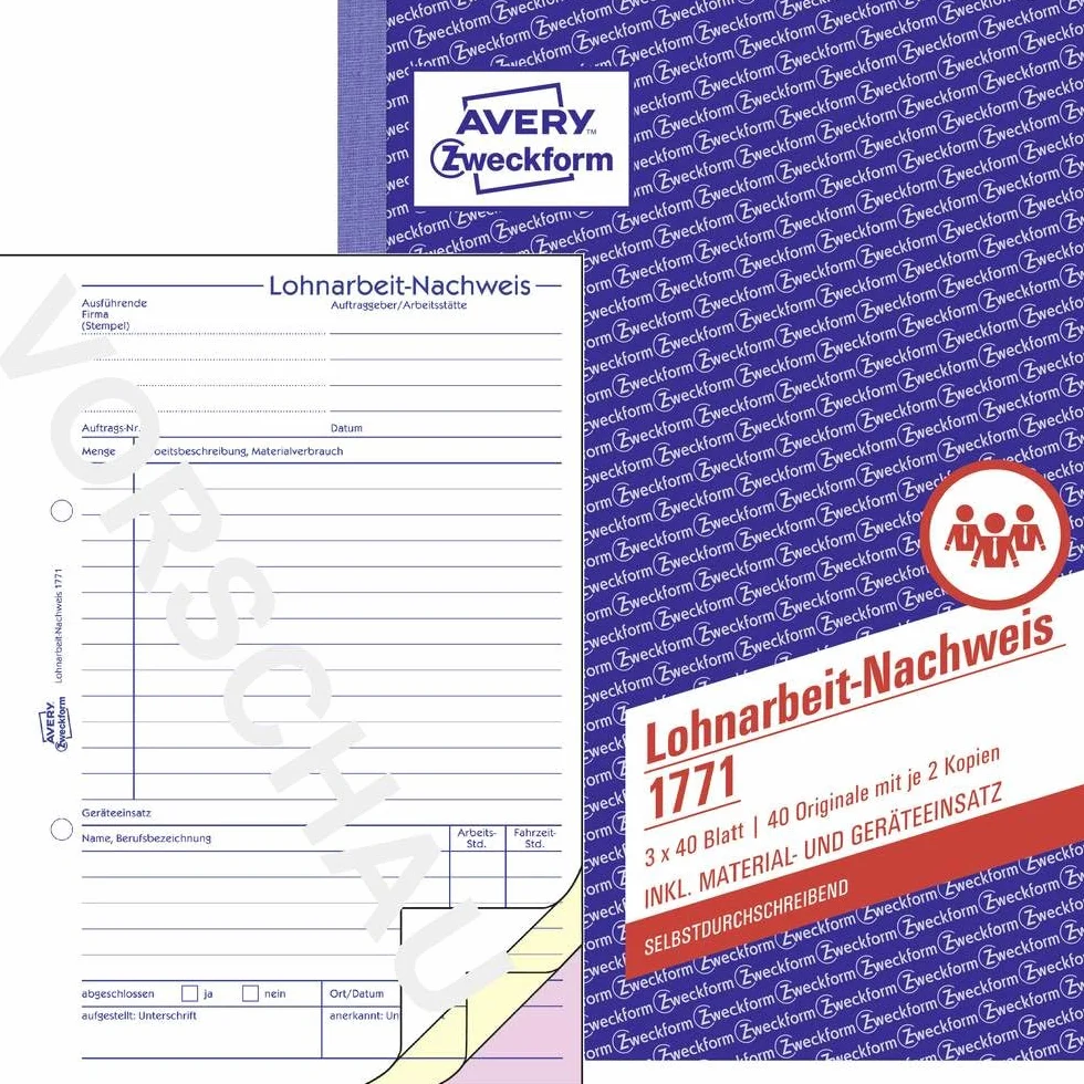 AVERY Zweckform 1771 Odstraszacz wynagrodzenia (A5, autodyktyczny, dla Niemiec i Austrii, uznany przez Urząd Finansowy, 3 x 40 arkuszy) Biały/żółty/różowy