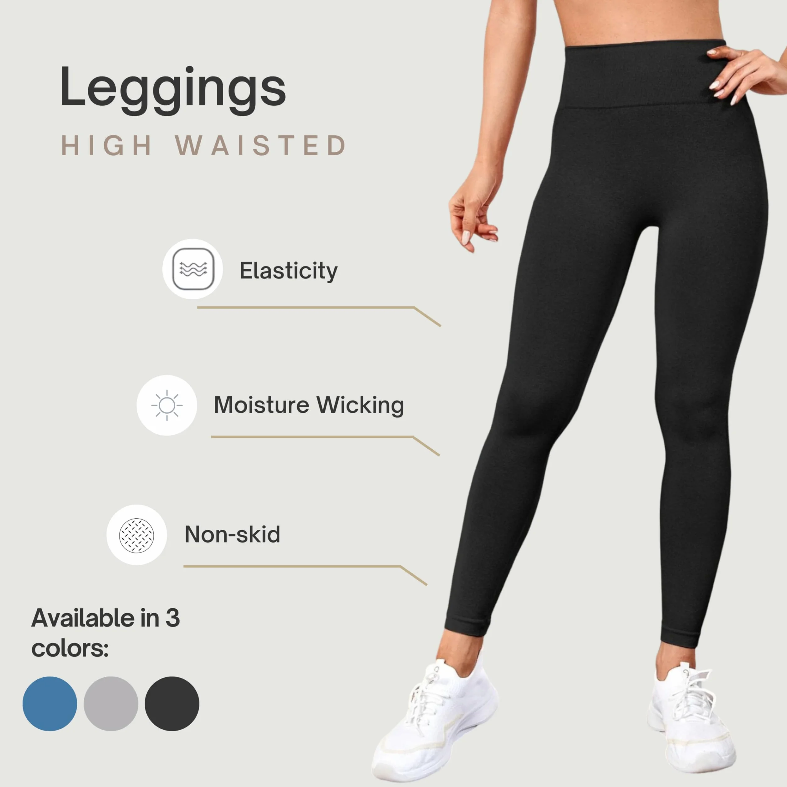 Legginsy damskie typu push-up z wysokim stanem. Legginsy sportowe na siłownię, do jogi, fitnessu, odporne na zabrudzenia, zapachowe, oddychające, lekkie, antystatyczne.
