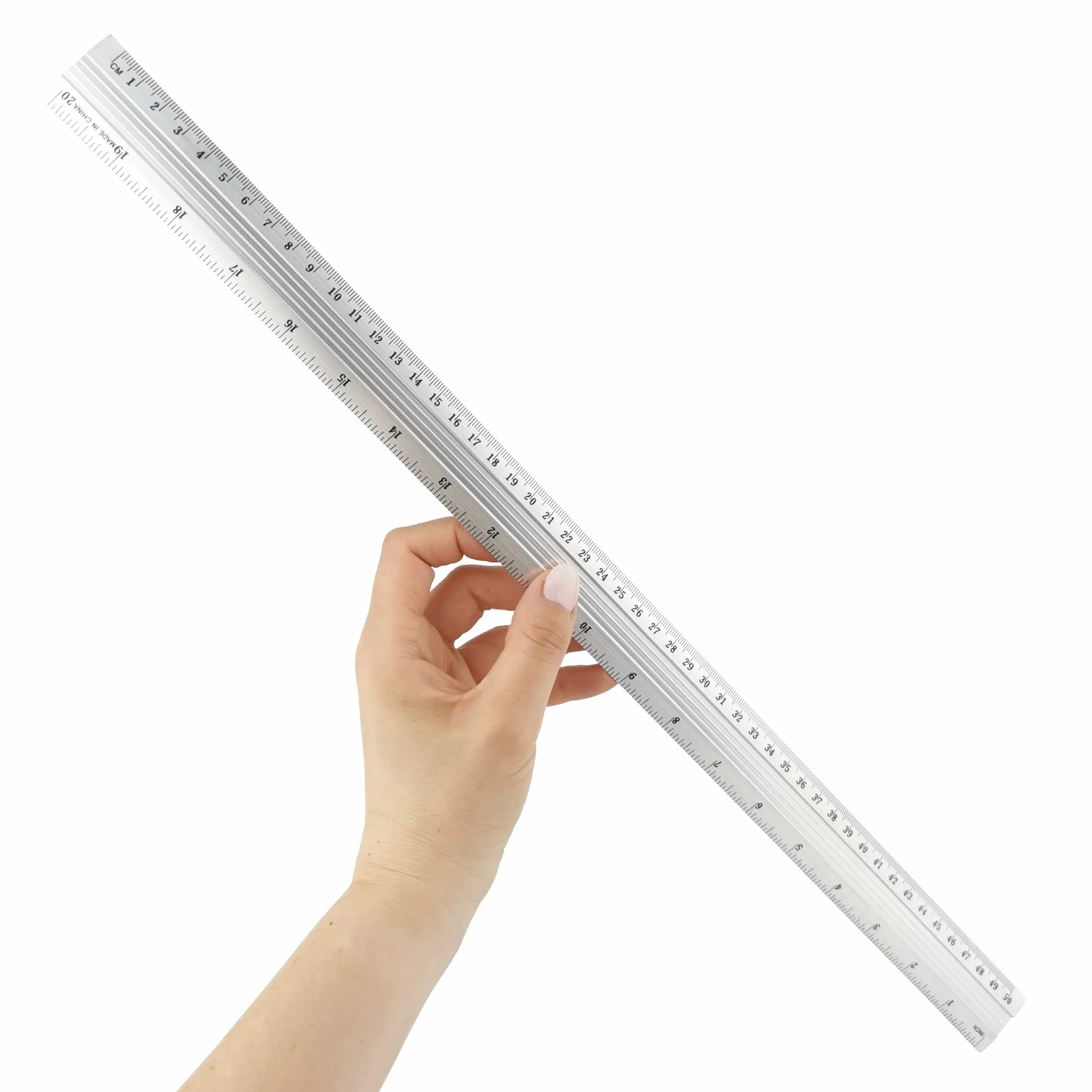 D.RECT Linijka Aluminiowa 50 cm – Srebrna Linijka Metalowa do Szkoły, Biura i Domu