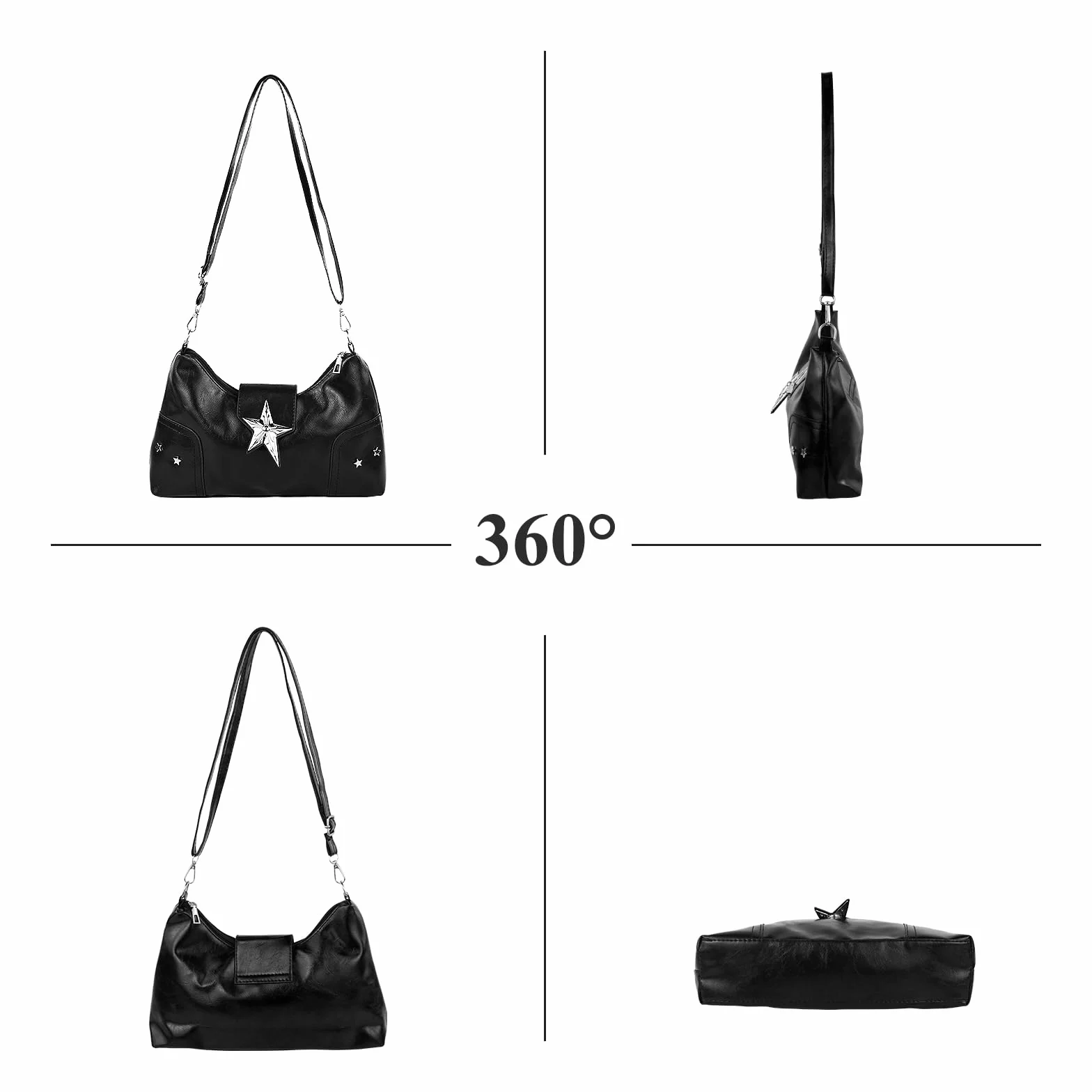 Y2K damska torba na ramię, lekka torebka z poliuretanu, z regulowanym paskiem na ramię, mała torba na ramię z zapięciem magnetycznym, torba Crossbody na co dzień, na zakupy i w podróż