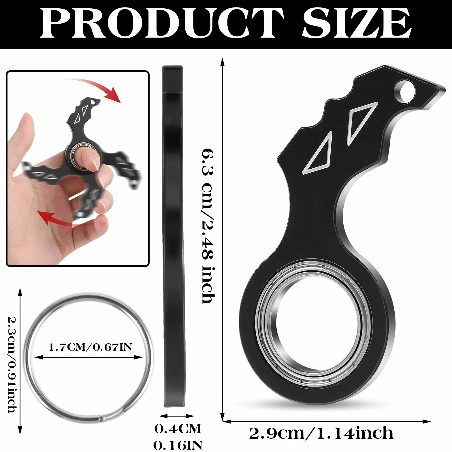 Tyqour Spinner Brelok Fidget Brelok dla dorosłych przenośny brelok spinningowy zabawka dla nastolatków dorosłych