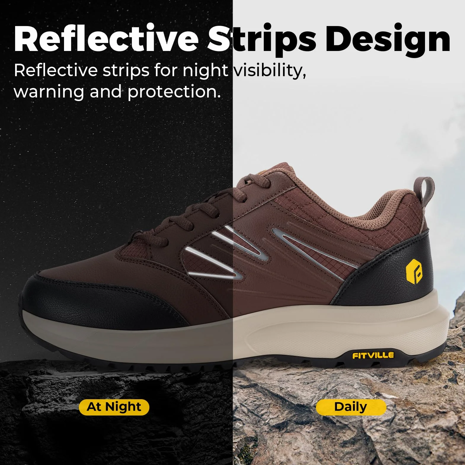 FitVille Extra szerokie buty turystyczne męskie wodoodporne półbuty turystyczne antypoślizgowe buty trekkingowe na każdą pogodę buty outdoorowe ze wsparciem łuku stopy
