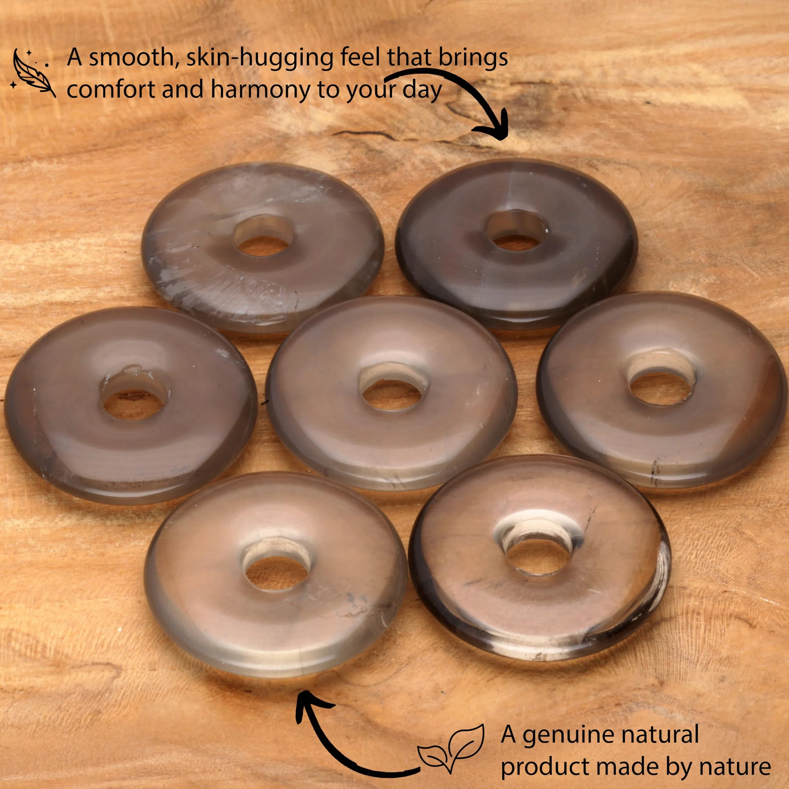 Lebensquelle Plus Kamień szlachetny Donut Ø 30 mm + taśma bawełniana + karta kamieni szlachetnych | wisiorek z kamieniem naturalnym | łańcuszek z prawdziwego kamienia leczniczego wraz z tasiemką, 30