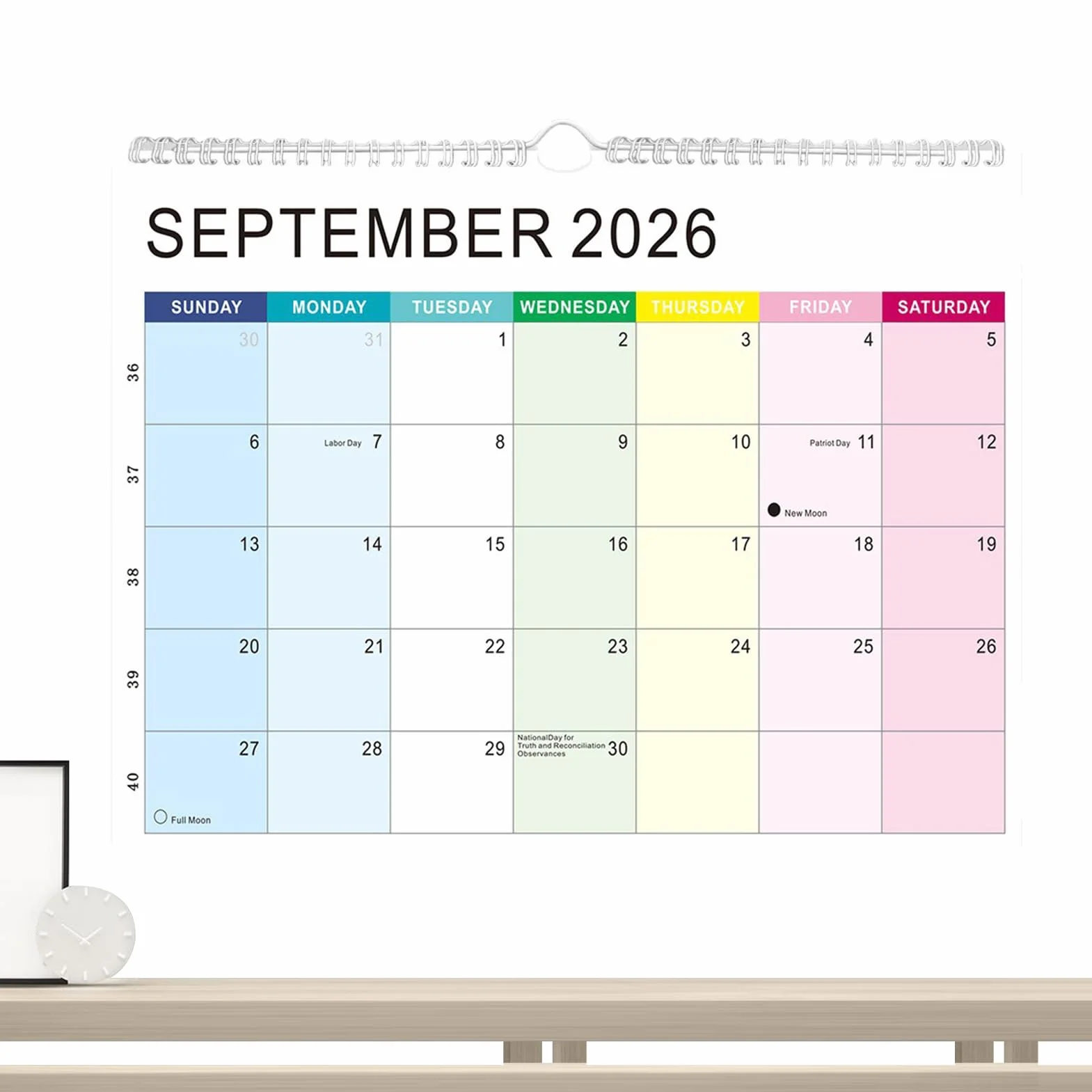 Kalendarz 2026 | Gruby papier z notatkami świątecznymi, od stycznia 2026 do czerwca 2027 r. Kalendarz ścienny na biurko - do domowego biura szkoły terminarz akademicki planowanie Boże Narodzenie Nowy